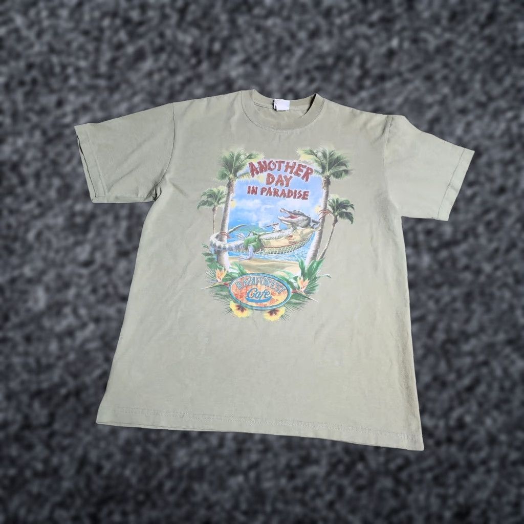 Paradise VINTAGE Rainforest Cafe T-Shirt Men's Large Green 90s Alligator Nature Y2K Size US L / EU 52-54 / 3 - 1 Thumbnail