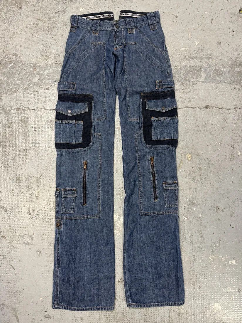 Designer × Dolce & Gabbana × Vintage AW2004 Dolce & Gabbana Blue Cargo Denim Jeans Size US 33 - 4 Thumbnail