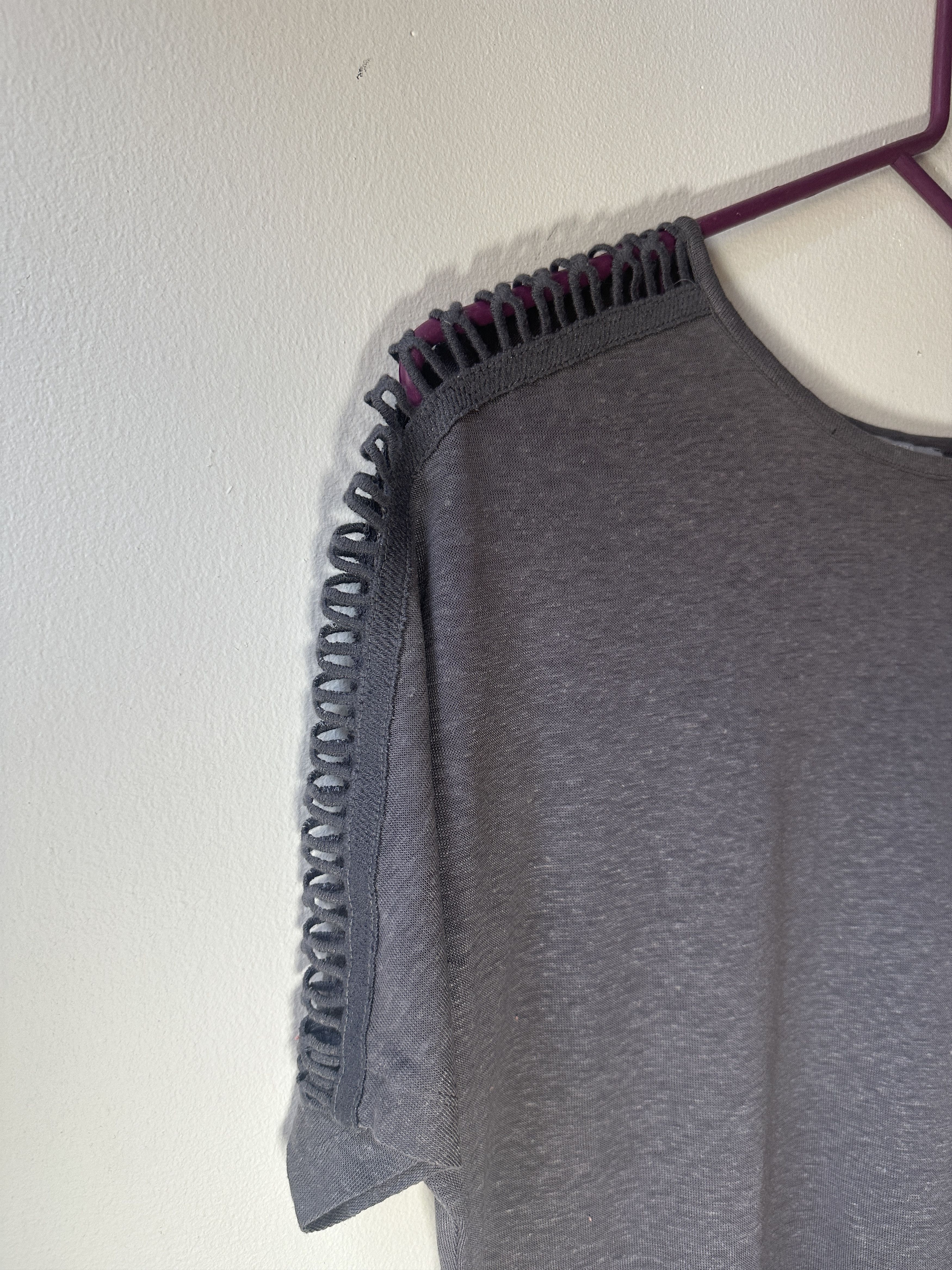 Zara Zara Collection sheer gray short sleeve top w/cutout slits Size M / US 6-8 / IT 42-44 - 2 Thumbnail