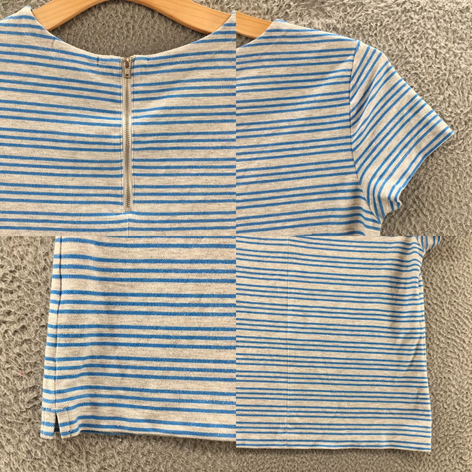 Banana Republic Banana Republic T-Shirt Womens Large Blue Gray Striped Short Sleeve Back Zipper Size L / US 10 / IT 46 - 9 Thumbnail
