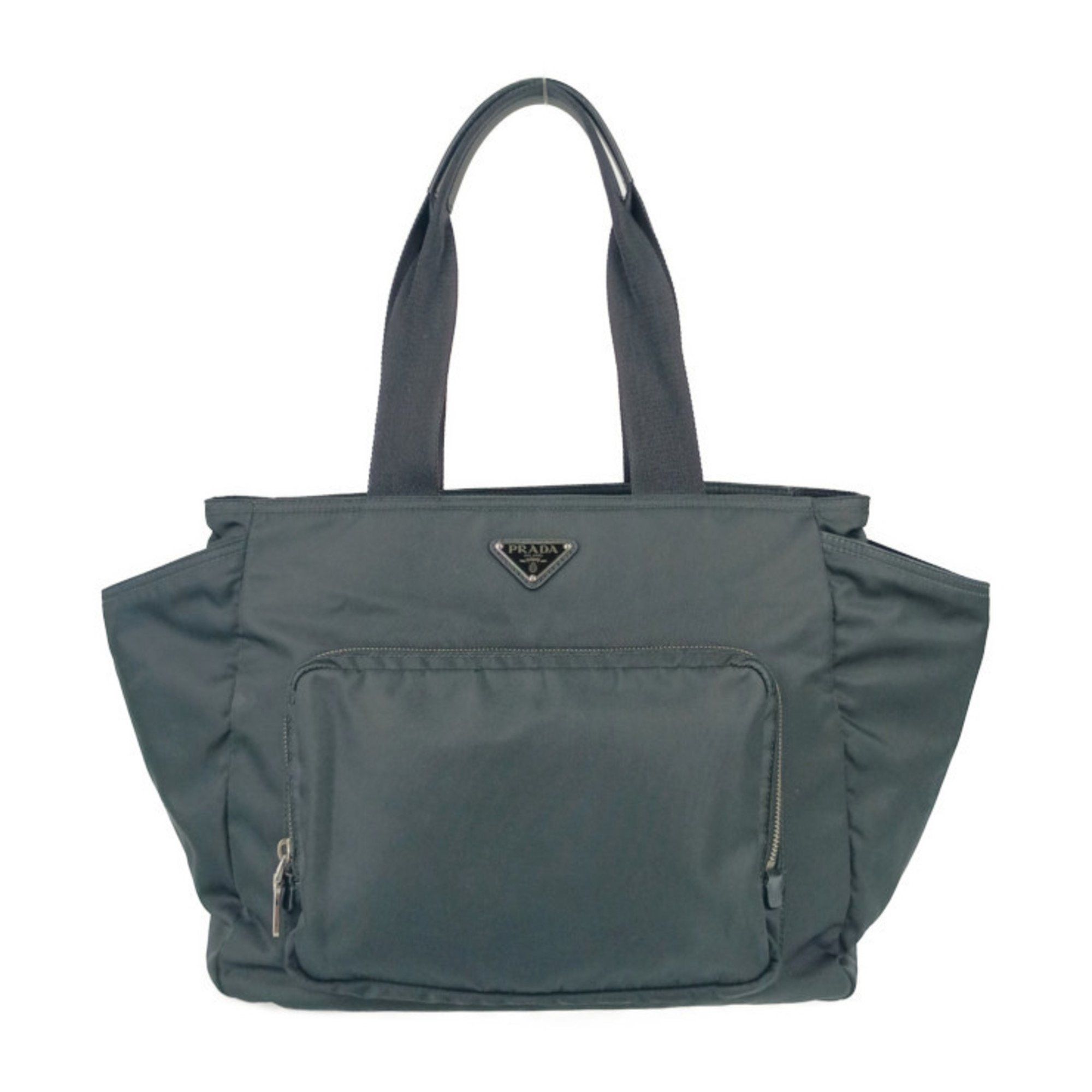Prada Mother's Bag Re-Nylon Baby 1Bg102 Black Nylon Men's Women's Tote Shoulder Triangle Plate