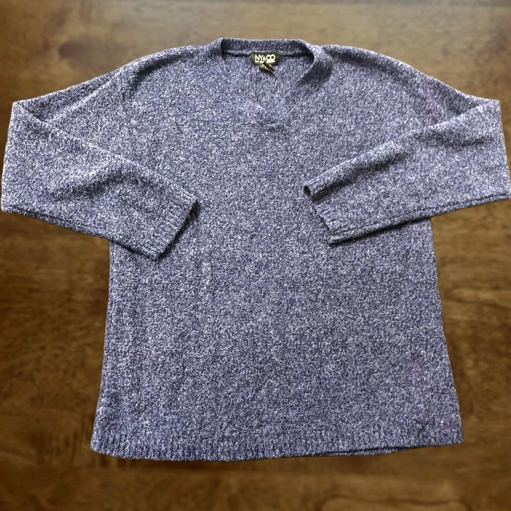 Vintage NYCO Sweater Womens Large Blue V-Neck Fuzzy Knit Long Sleeve Pullover Soft Cozy Raglan Sleeve Knit Vintage: No Size L / US 10 / IT 46 - 1 Thumbnail