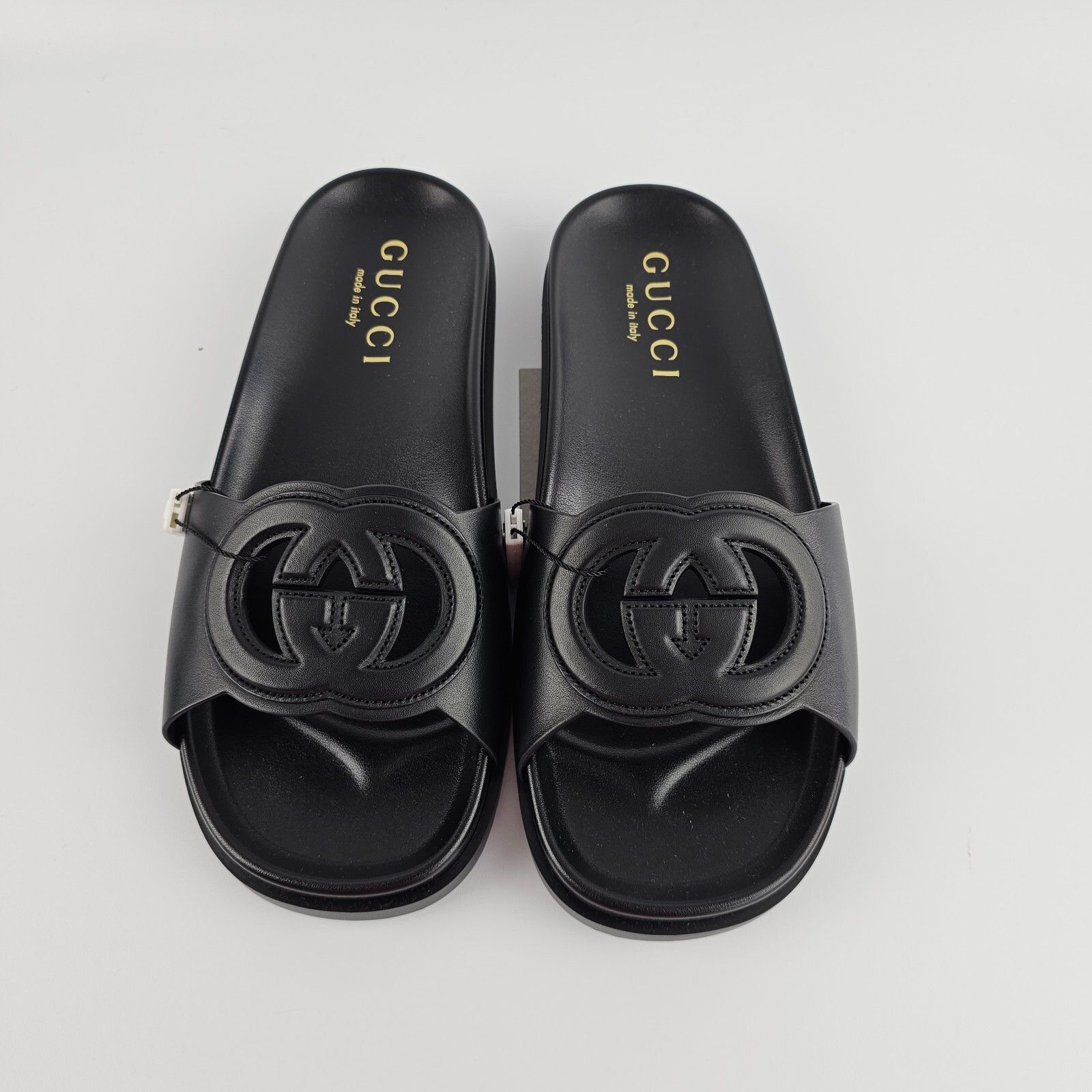 Gucci GUCCI Interlocking G Black Leather Sandals New Size US 8.5 / IT 38.5 - 7 Thumbnail