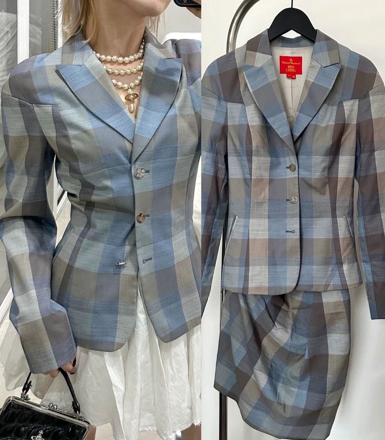 Vivienne Westwood Blue Plaid Blazer Jacket - dmc