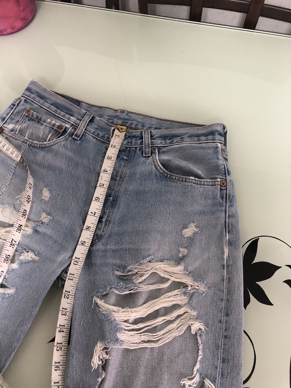 Vintage Rare❗️Vintage 90s Levis 501 Distressed Jeans Like Kapital Size US 30 / EU 46 - 21 Thumbnail