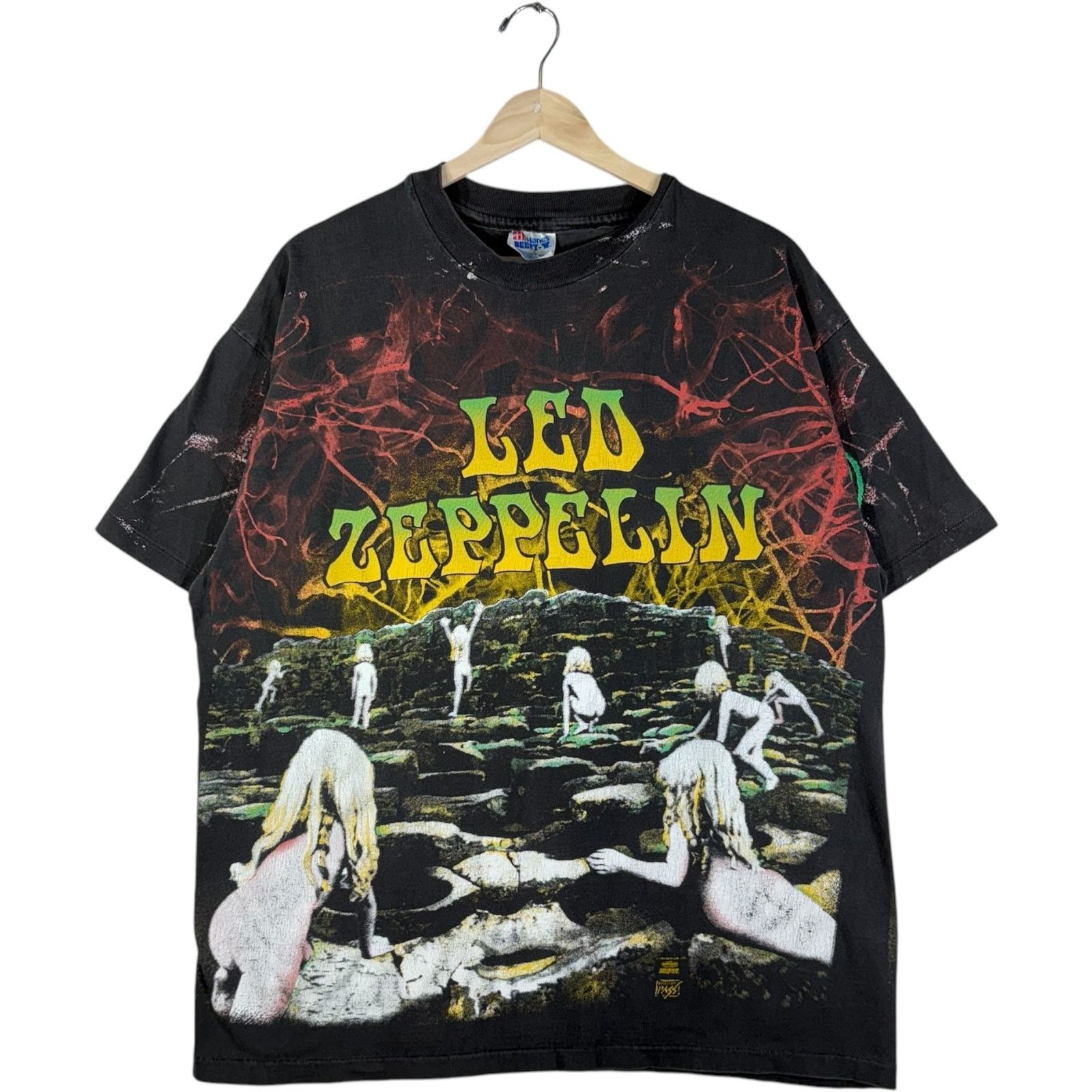 Hanes Vintage Led Zepplin Backstage Pass House Of The Holy AOP Tee Size US XL / EU 56 / 4 - 1 Thumbnail