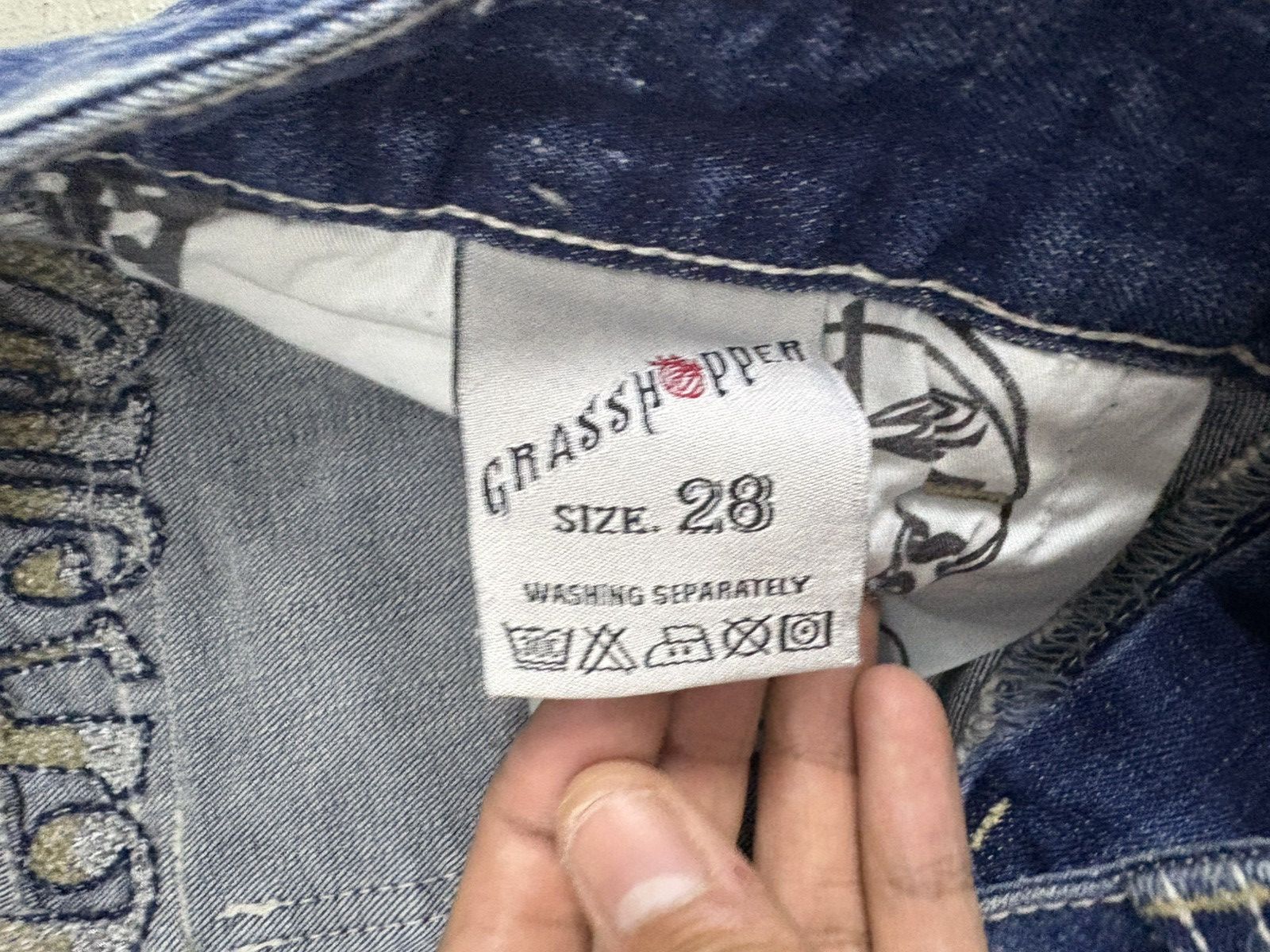 Hysteric Glamour Vintage Flared Jeans Grasshopper Denim Skulls Boot Cut 4🟦 Size US 30 / EU 46 - 13 Thumbnail