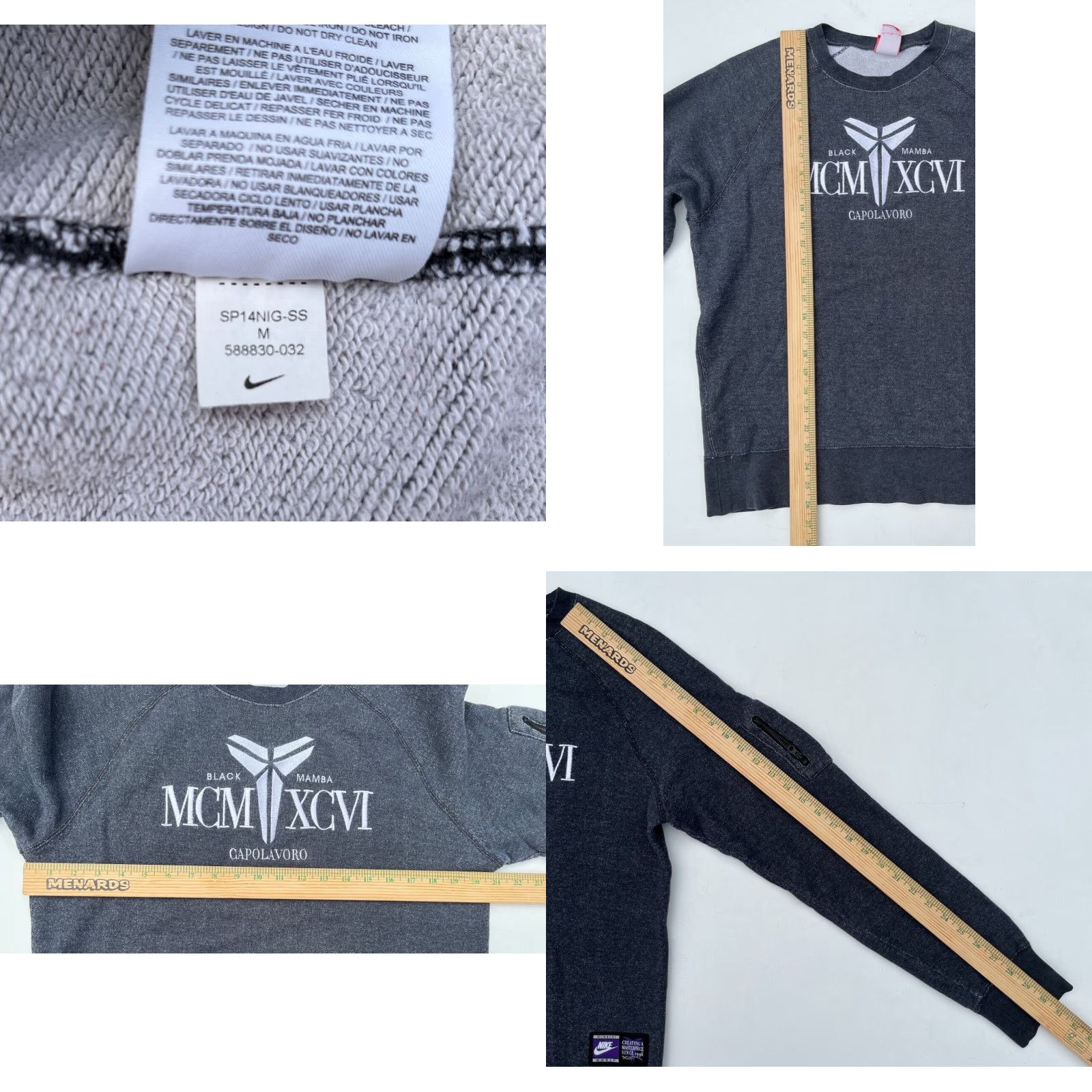 Nike Nike Men's Kobe Bryant Black Mamba Crew Sweatshirt Sz M Gray Knit Capolavoro Shirt Pullover Embroidered Logo 2014 Style 588830-032 Mens Size US M / EU 48-50 / 2 - 8 Thumbnail