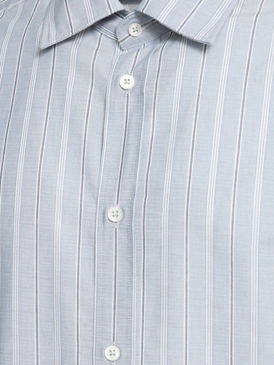 Maison Margiela o1lsvrm0425 Striped Cotton Long-Sleeved Shirt in Blue Size US M / EU 48-50 / 2 - 5 Thumbnail