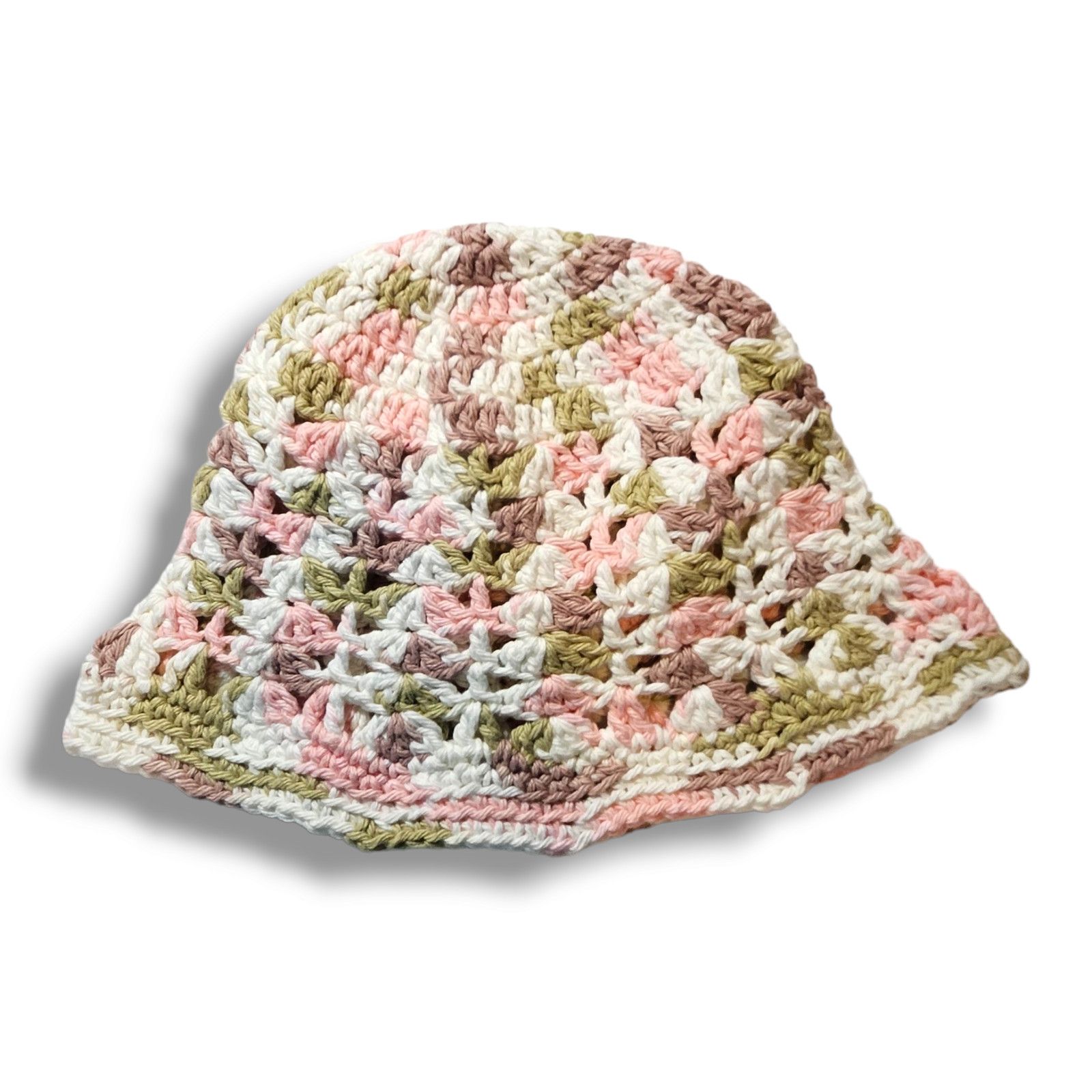 Handmade EUC Hand Knitted Hat Beanie Skull Cap Toboggan White Pink Size ONE SIZE - 1 Thumbnail