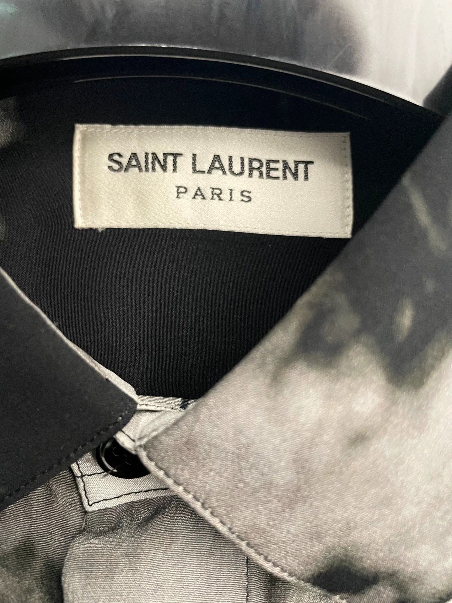 Saint Laurent Paris Authentic Saint Laurent White Splatter Print Silk Shirt Size US XS / EU 42 / 0 - 3 Thumbnail