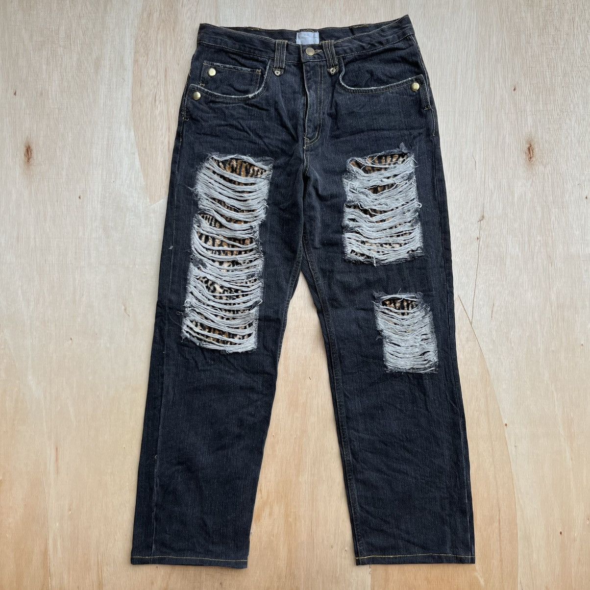 If Six Was Nine EXHBITIONIST DISTRESSED DENIM BLACK WASHED ARCHIVAL CLOTHING Size US 30 / EU 46 - 1 Thumbnail