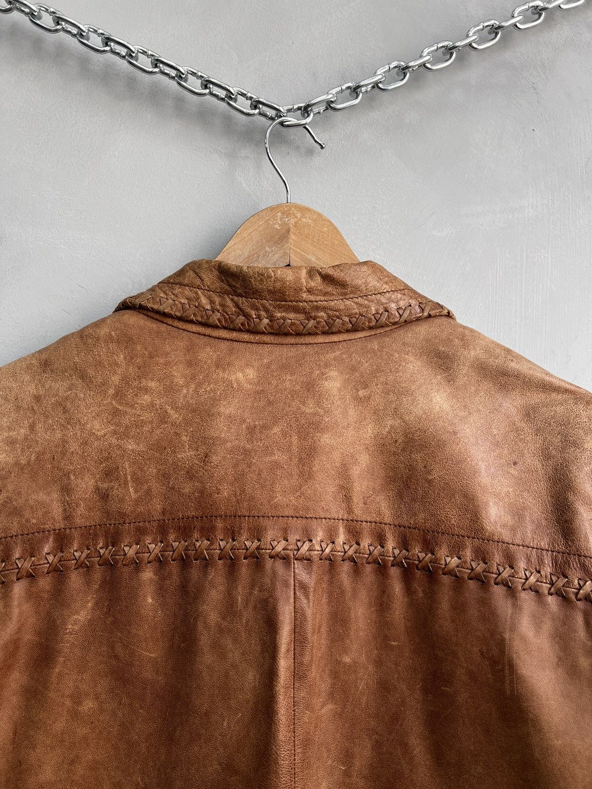 14th Addiction STITCHING AVANT GARDE DISTRESSED LEATHER BLAZER JACKET Size US M / EU 48-50 / 2 - 18 Thumbnail