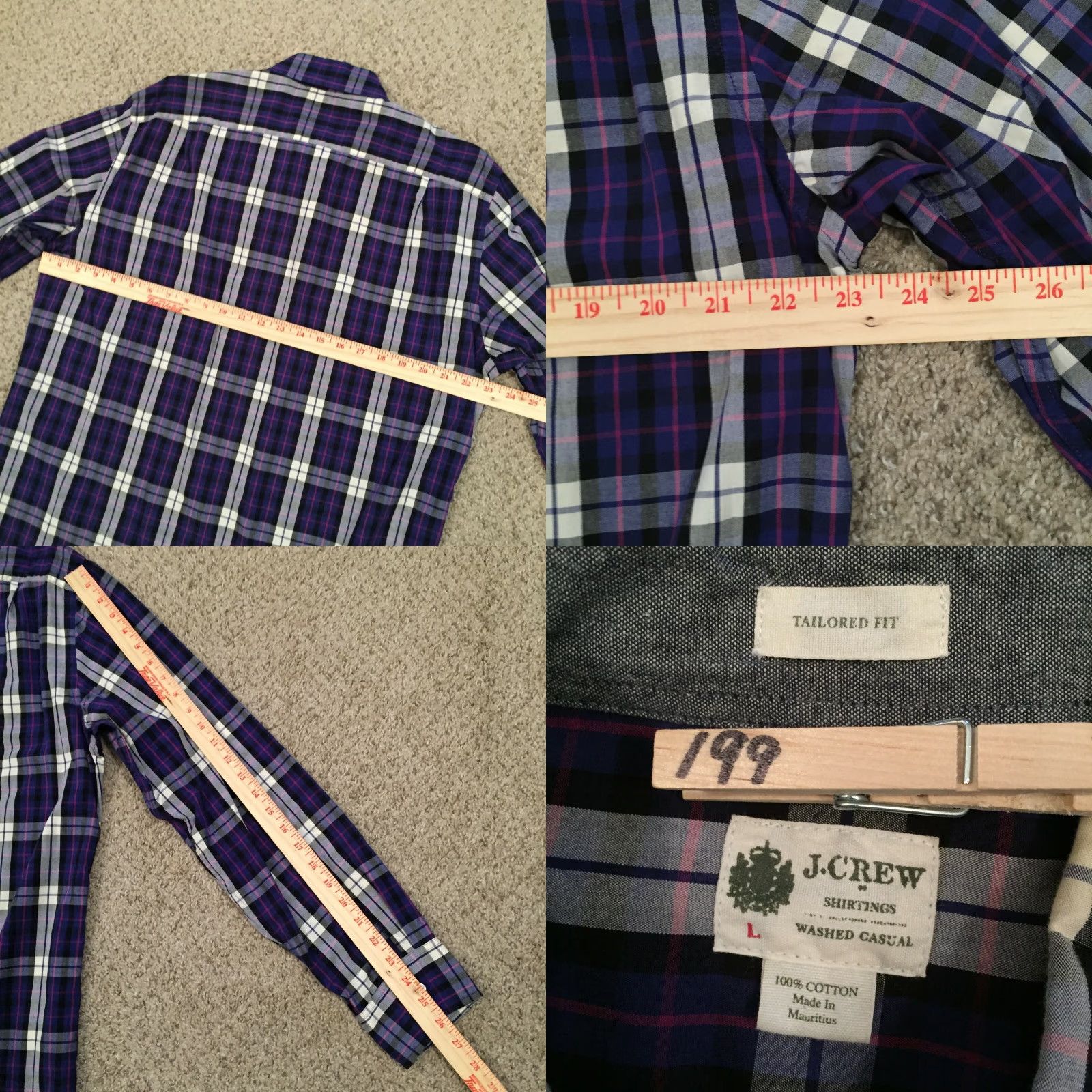 J.Crew J. Crew Shirt Mens Large Blue Plaid Long Sleeve Button Down Tailored Fit Size US L / EU 52-54 / 3 - 8 Thumbnail