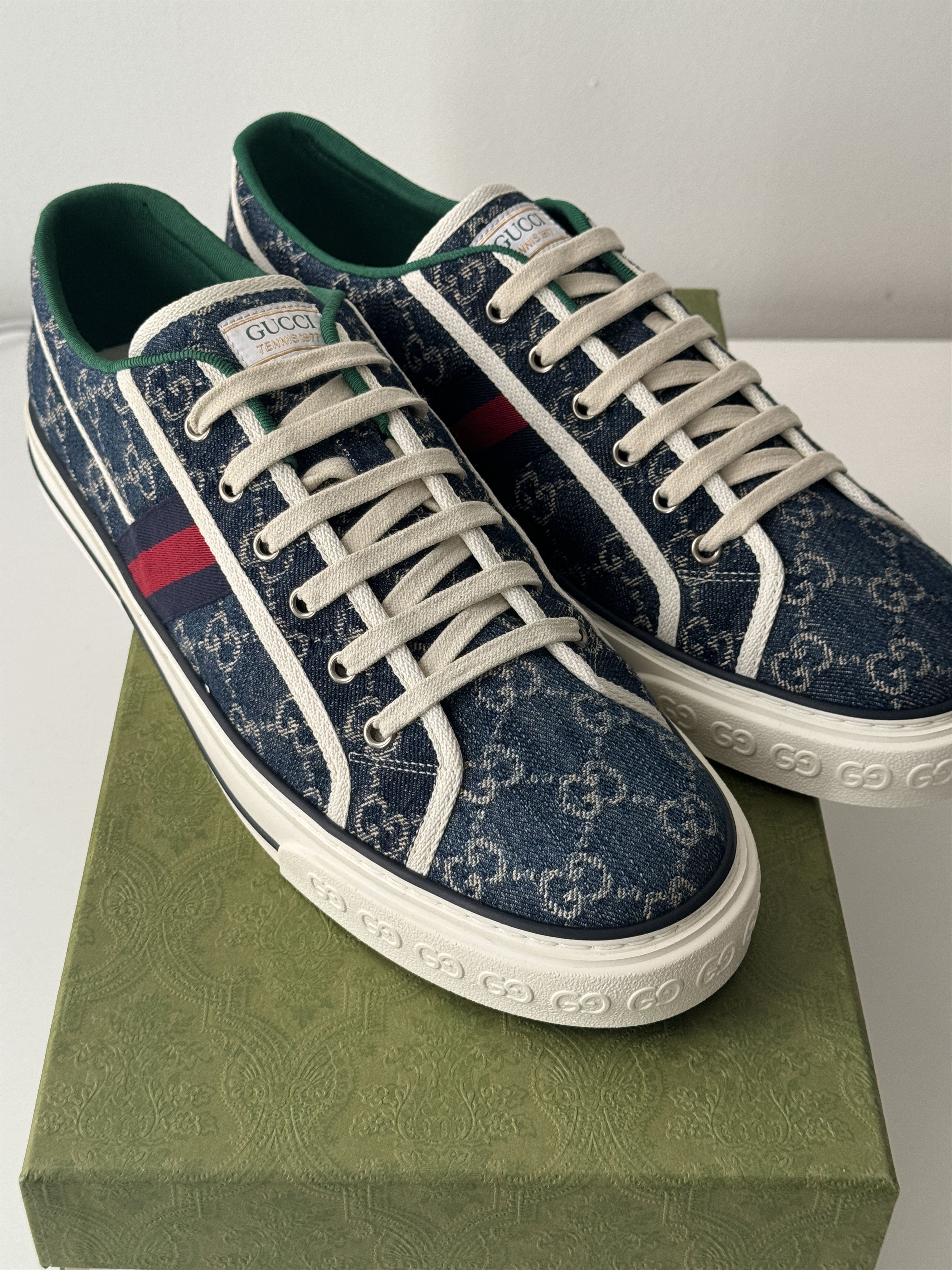 Gucci size 13G - Gucci Tennis Denim Sneakers GG print Size US 13 / EU 46 - 1 Thumbnail