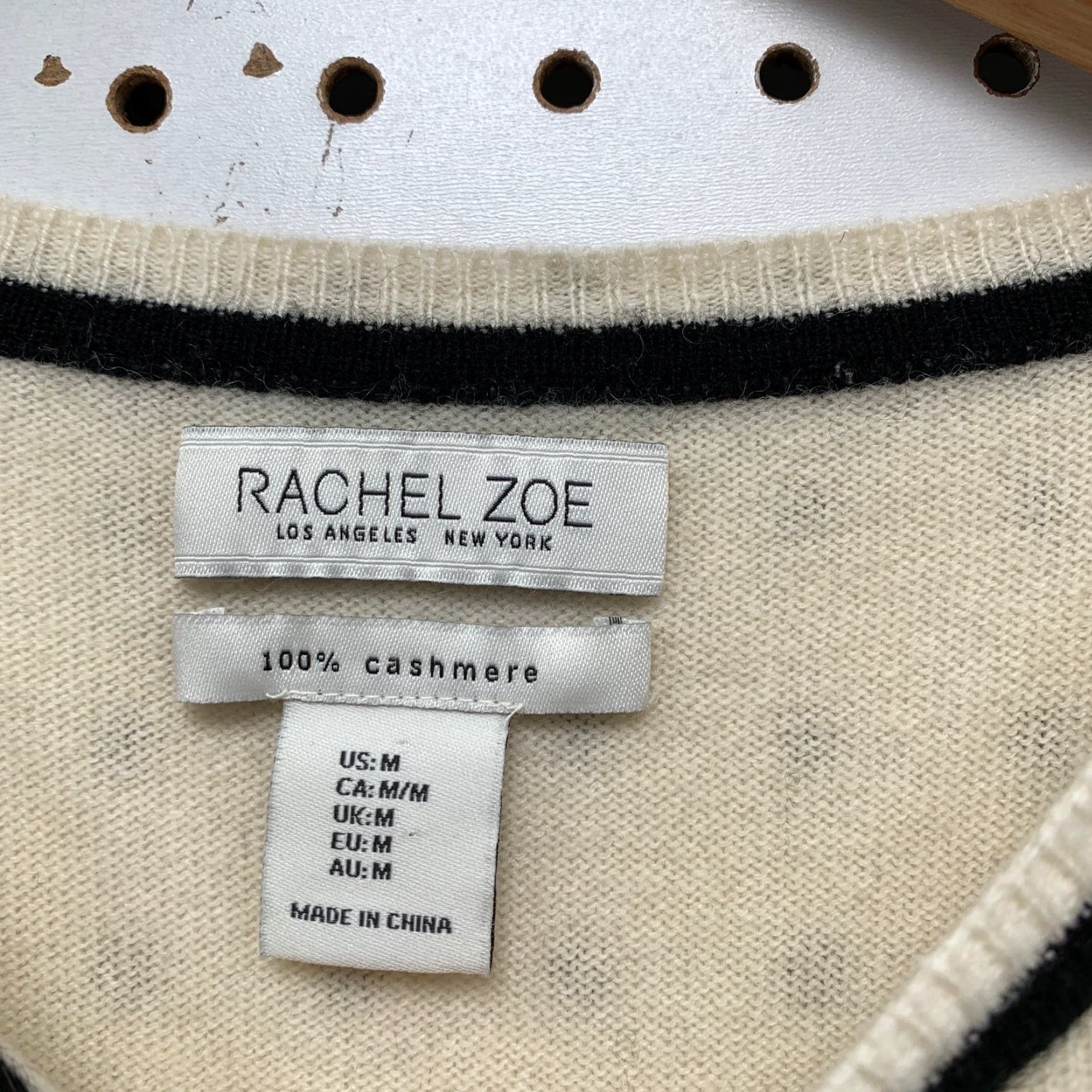 Rachel Zoe Rachel Zoe 100% Cashmere Sweater Womens Medium Beige Black Trim Business Work Size M / US 6-8 / IT 42-44 - 5 Thumbnail