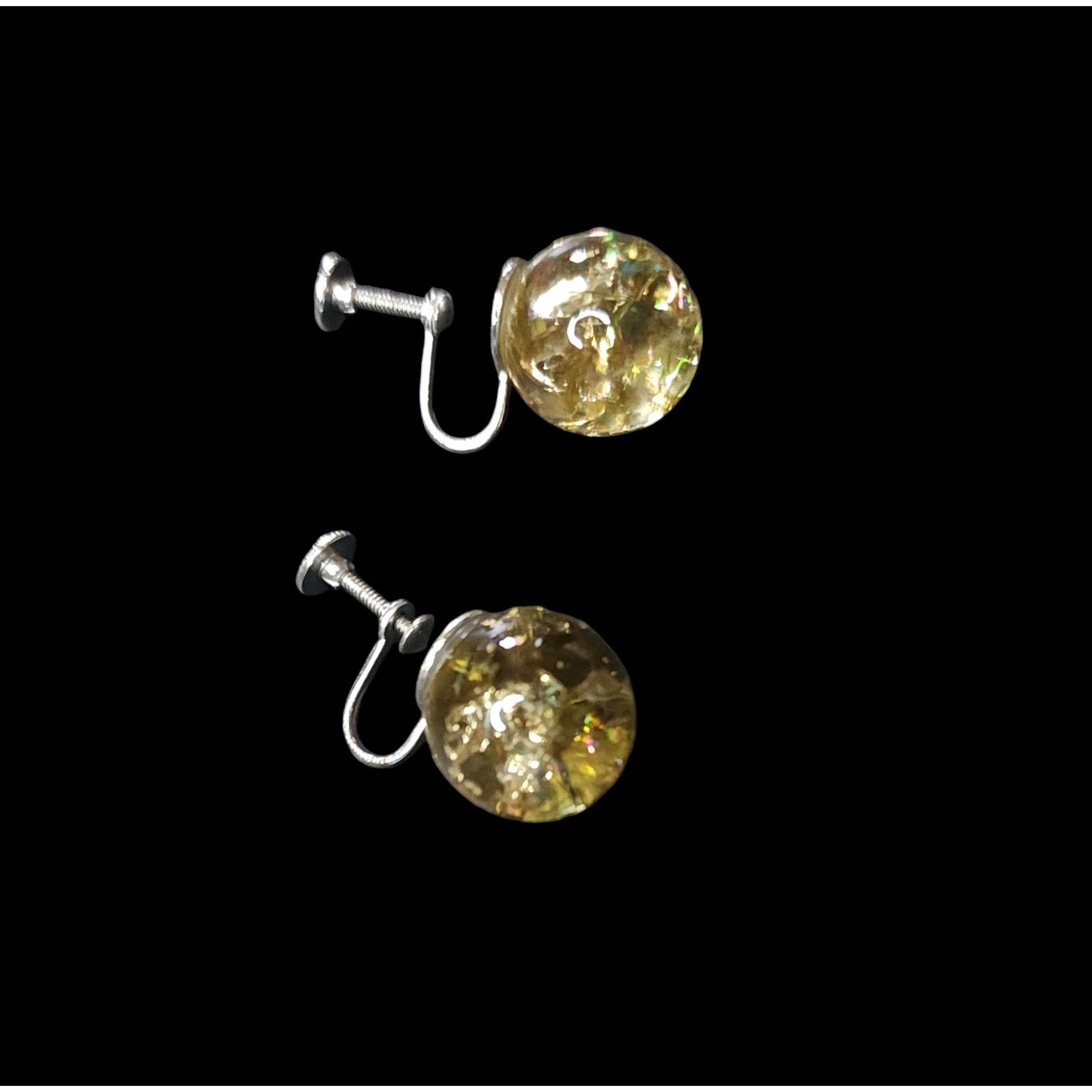 The Unbranded Brand Vintage round yellow glass screw back earrings silver-tone Size ONE SIZE - 3 Thumbnail