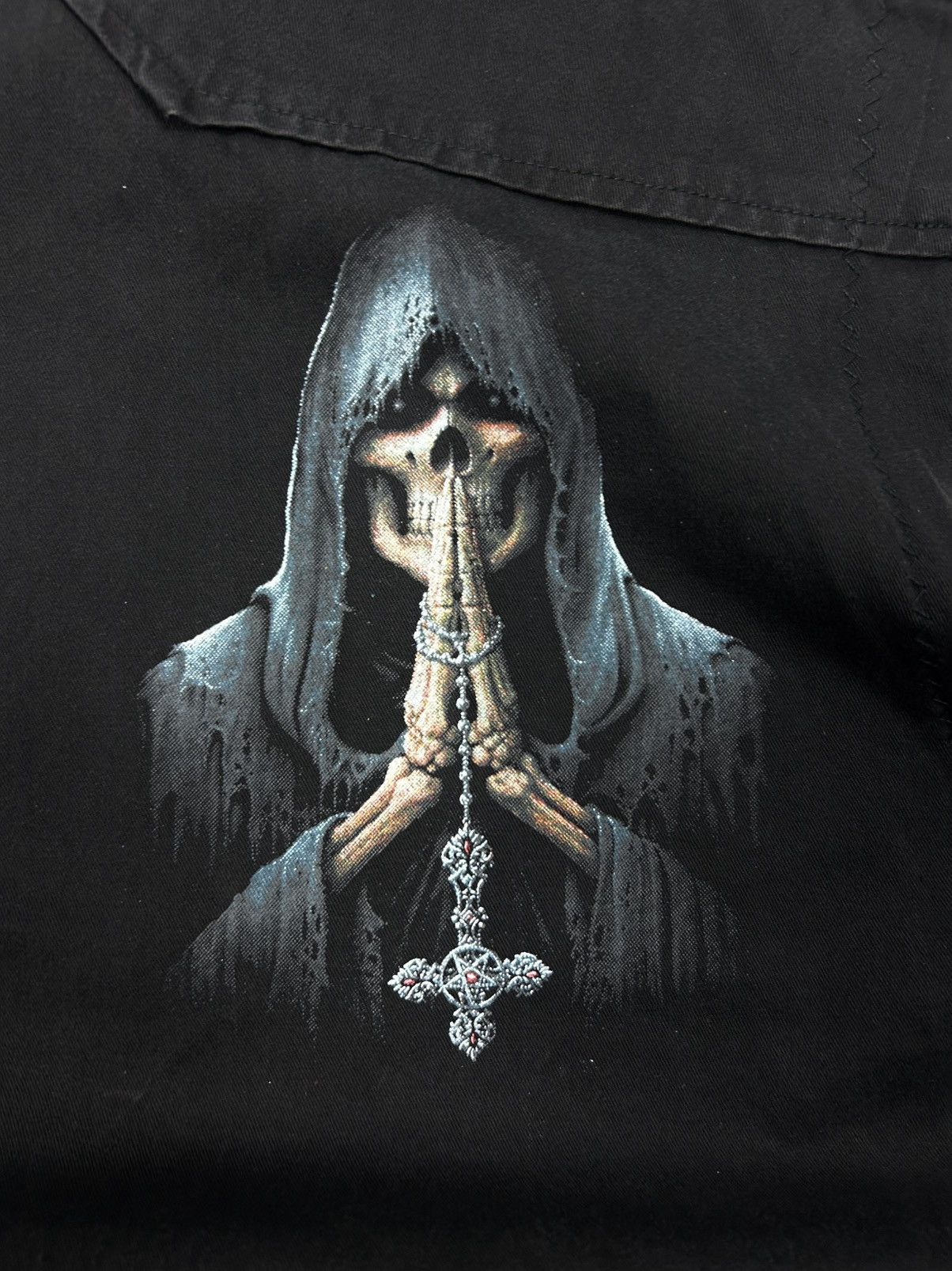 Band Tees Vintage Spiral Black Denim Vest Death Graphic Skull XXL Y2K Size US XXL / EU 58 / 5 - 9 Thumbnail