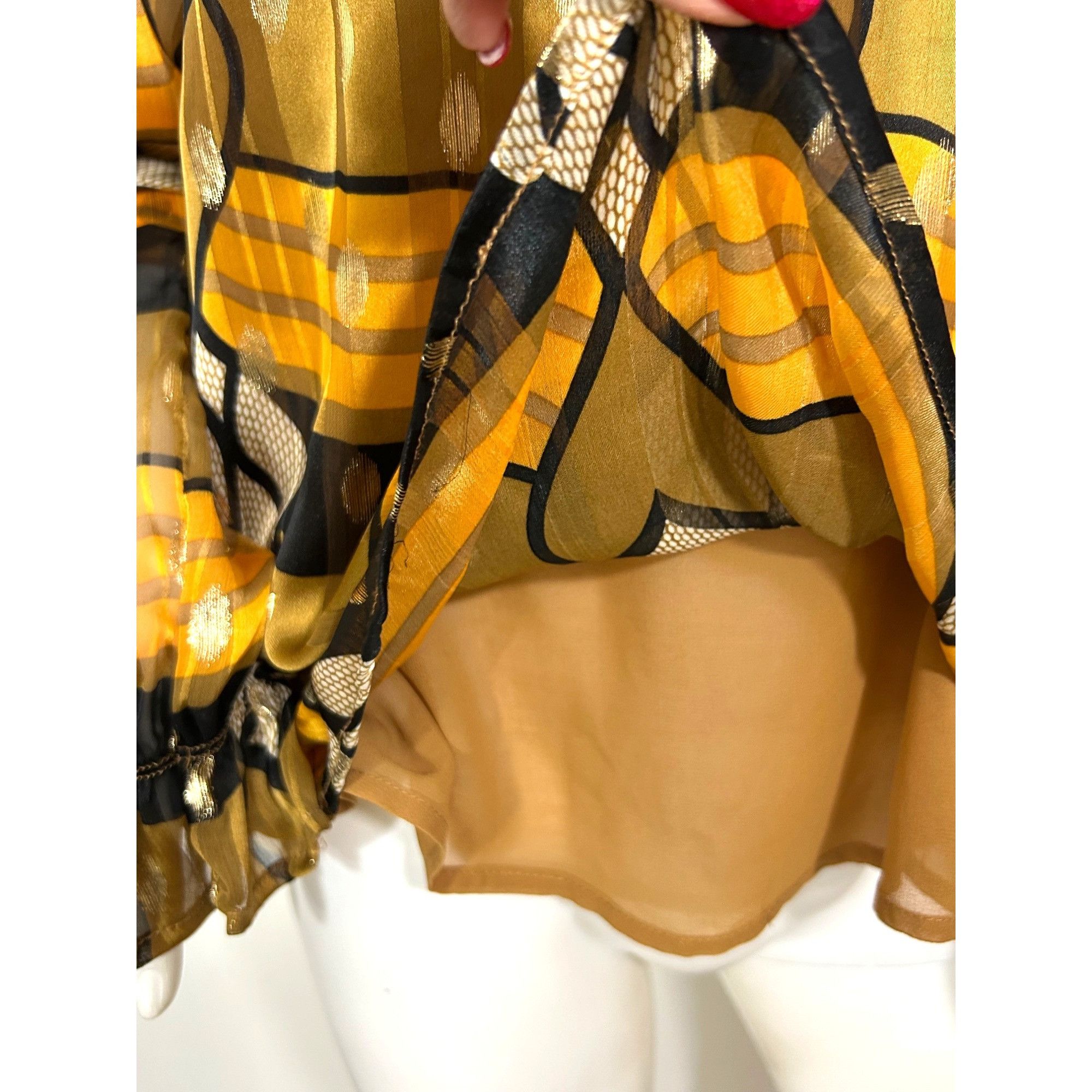 Joie Joie Blouse M Gold Yellow Orange Brown Long Puff Sleeve Ruff Size M / US 6-8 / IT 42-44 - 15 Thumbnail