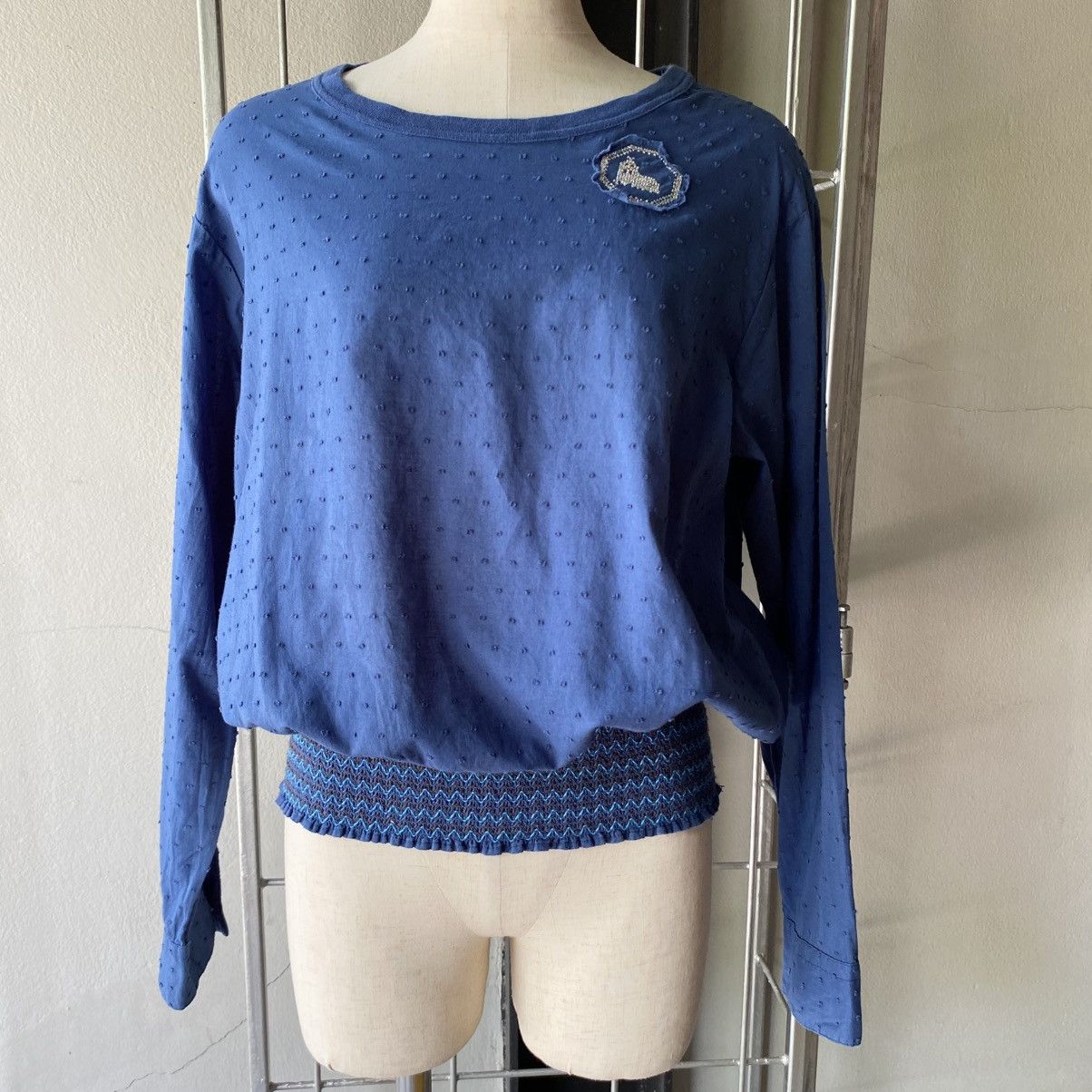 Ne-Net Ne-Net Blue Textured Long Sleeve Blouse Size XS / US 0-2 / IT 36-38 - 15 Thumbnail