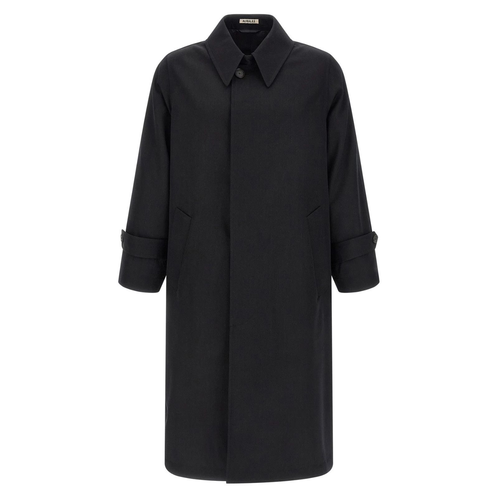 AURALEE Light Wool Gabardine Black Trench Coat New & Authent