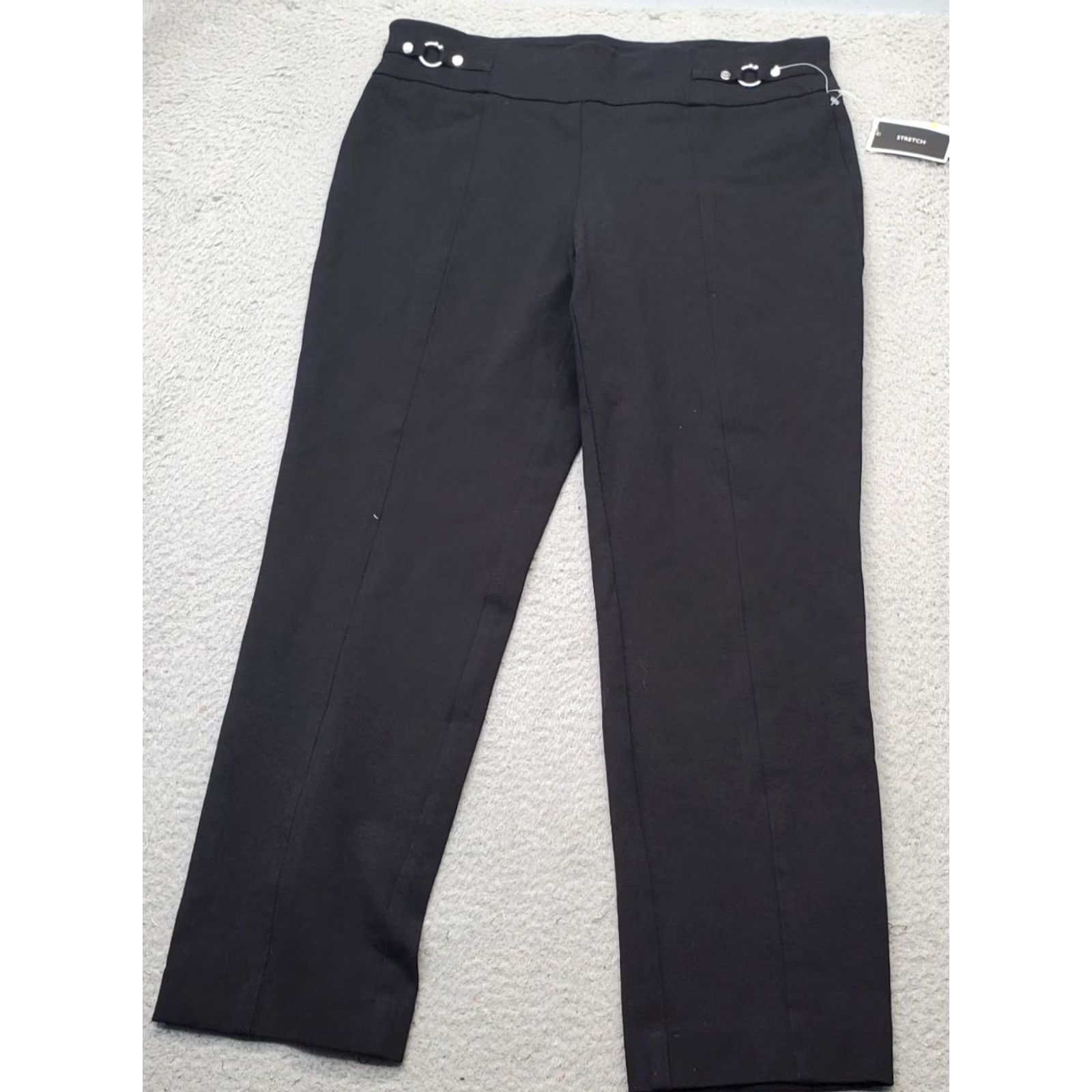 Nine West Nine West Womens Black Woven Ankle Pants Flat Front Stretch; Size M Size 32" / US 10 / IT 46 - 2 Thumbnail