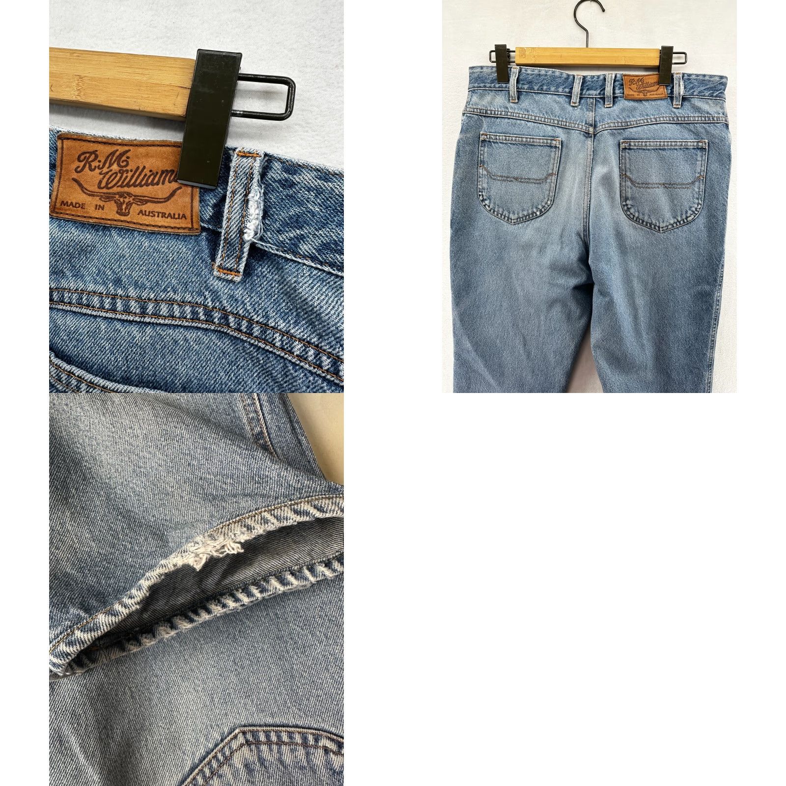 Vintage R.M. Williams Jeans Mens 36 Regular Straight Blue Denim 5-Pocket Zip Cotton Cowboy Western Straight Leg Size US 36 / EU 52 - 9 Thumbnail