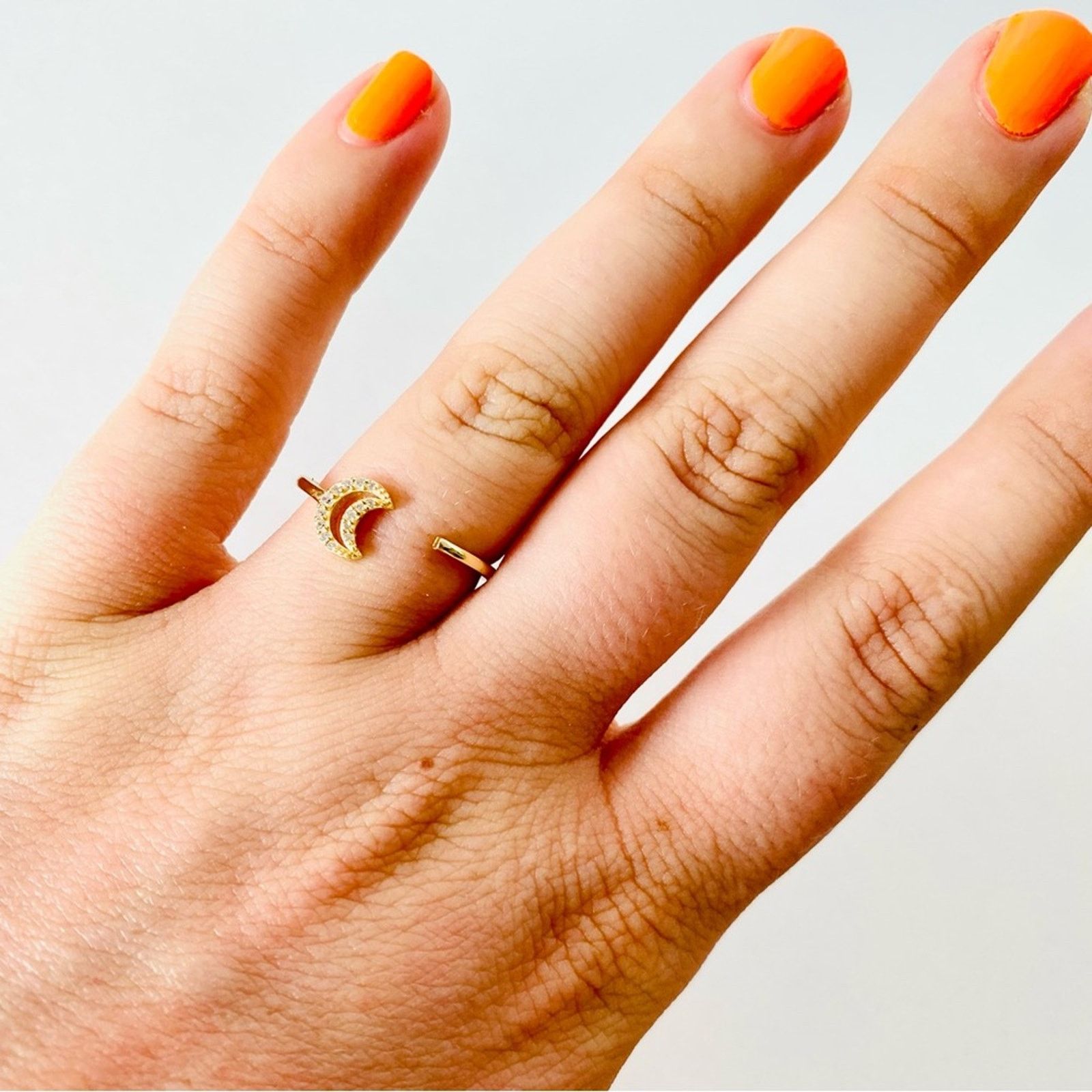 Nordstrom NEW REVOLVE NORDSTROM 18kt Gold Vermeil White Open Moon Ring Size ONE SIZE - 3 Thumbnail