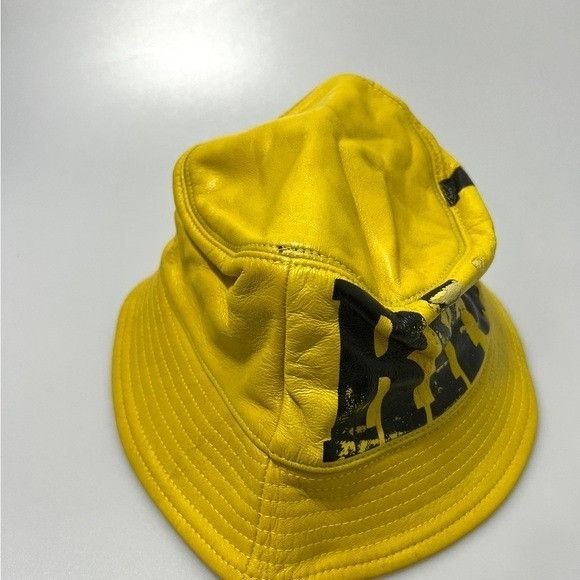 Rhude Rhude Logo Leather Bucket Hat Yellow Black Size ONE SIZE - 2 Thumbnail