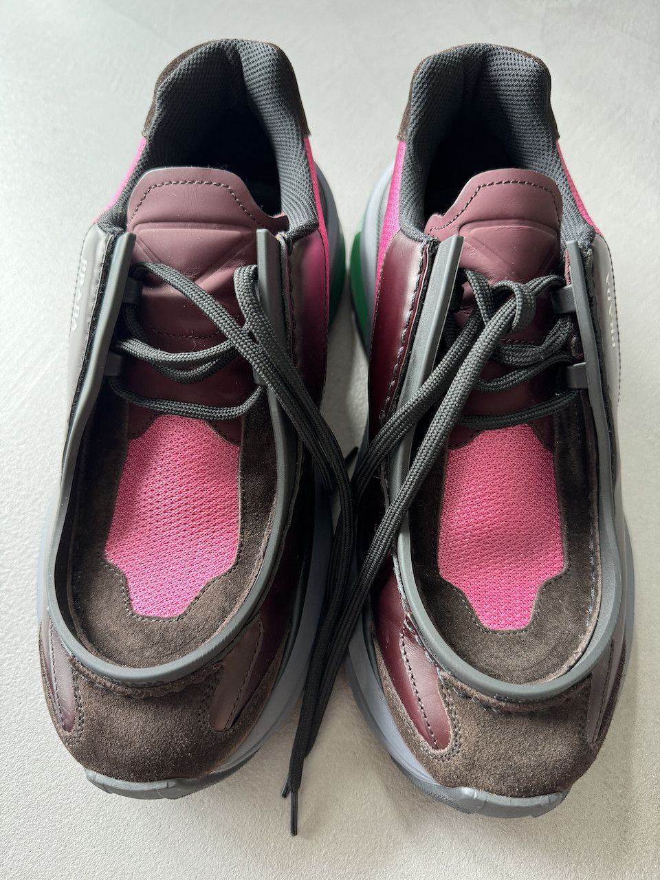 Prada PRADA Systeme Brushed Leather Sneakers, Burgundy, Peony Pink Size US 9.5 / EU 42-43 - 5 Thumbnail