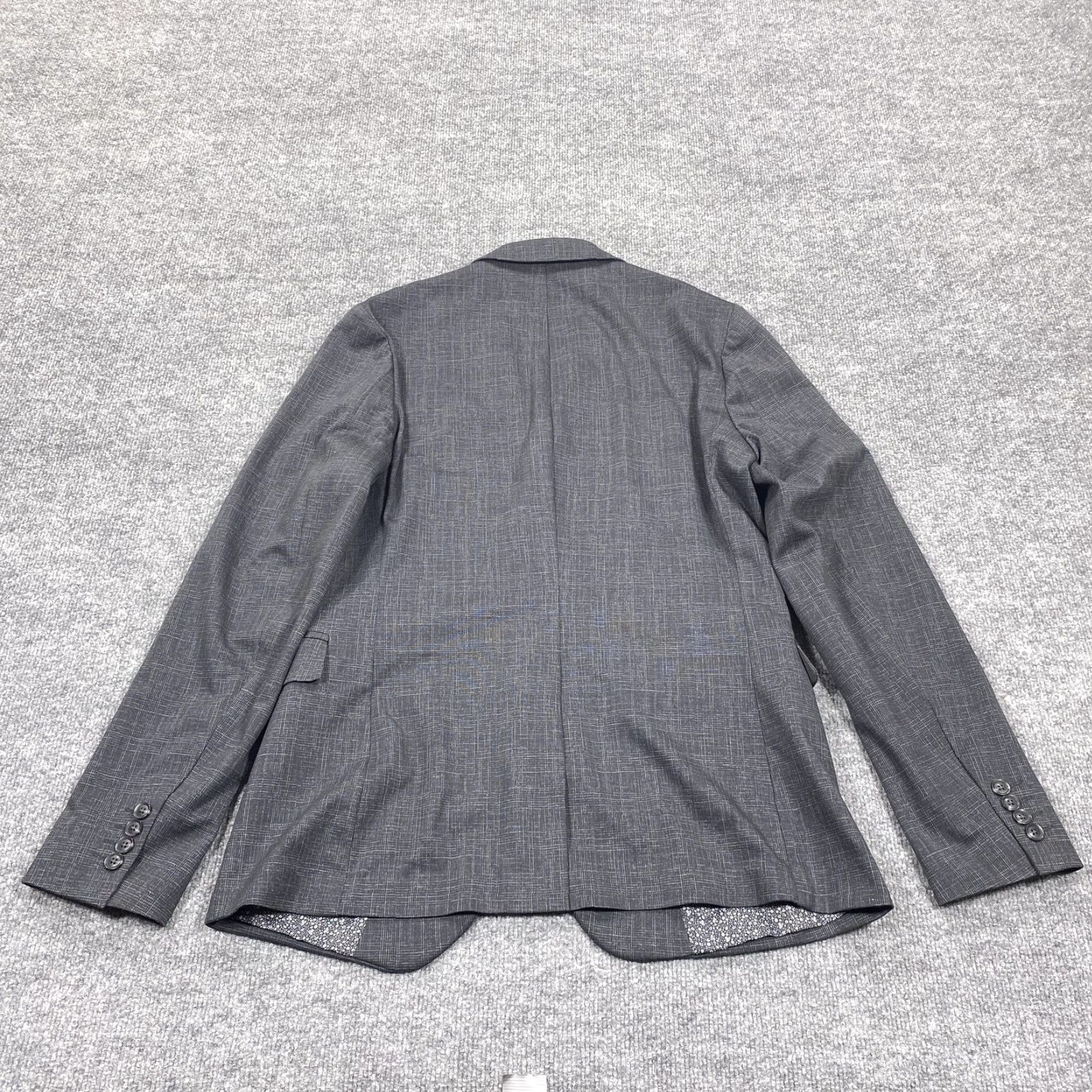Vintage J Ferrar Blazer Mens M 38/40 Long Gray Check Slim Fit Two Button Suit Jacket Size 38R - 6 Thumbnail