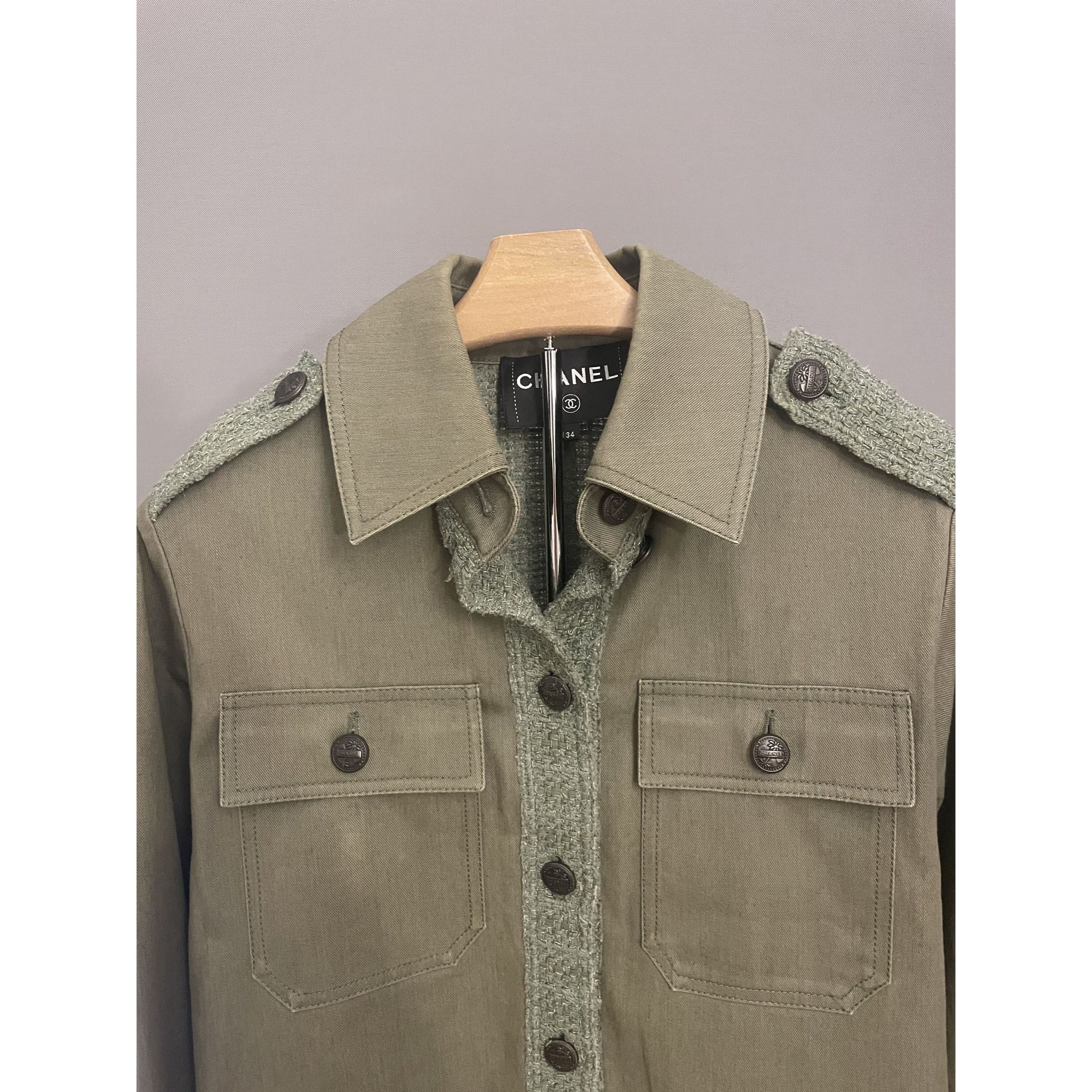Chanel Chanel Military-Inspired Olive Green Jacket With Textured Tw Size XXS / US 00 / IT 34 - 5 Thumbnail