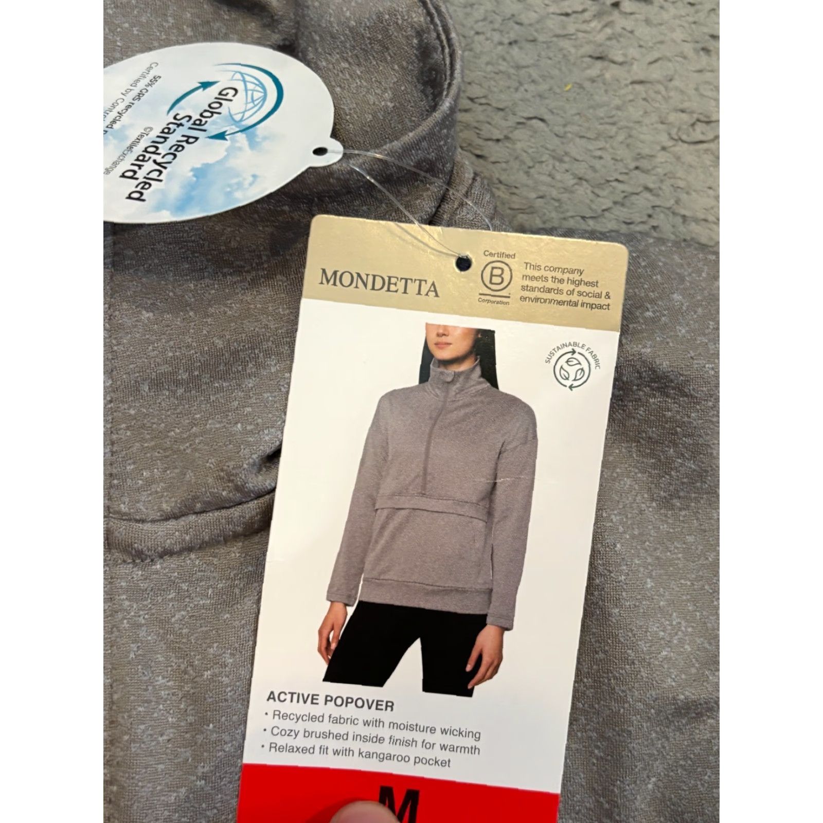 Vintage MONDETTA Active Popover 1/2 Zip Pullover Womens Medium Gray Long Sleeve NWT Size M / US 6-8 / IT 42-44 - 2 Thumbnail