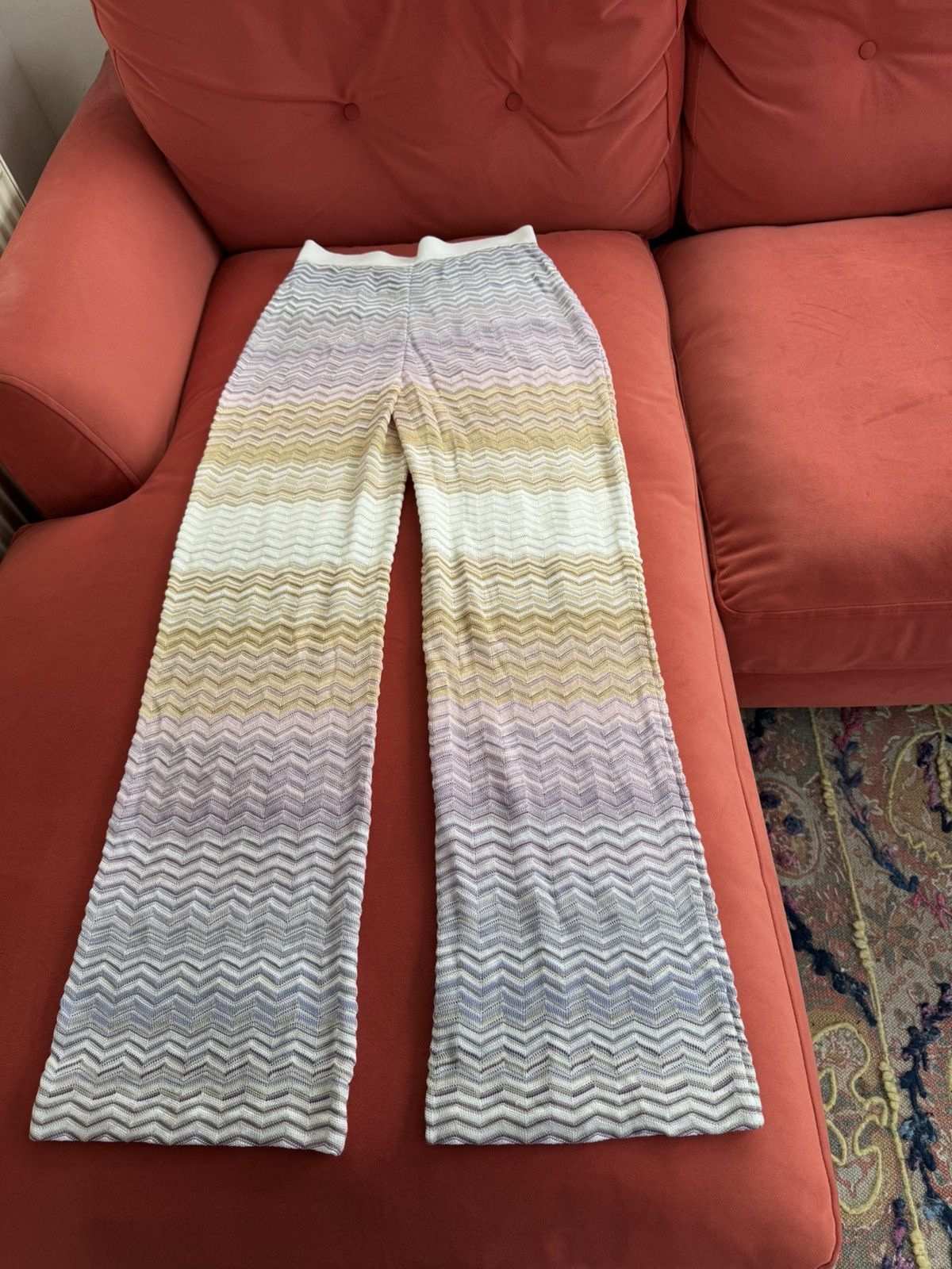 Missoni Missoni NEW zigzag knit pants, purple/beige, size L int Size 30" / US 8 / IT 44 - 10 Thumbnail