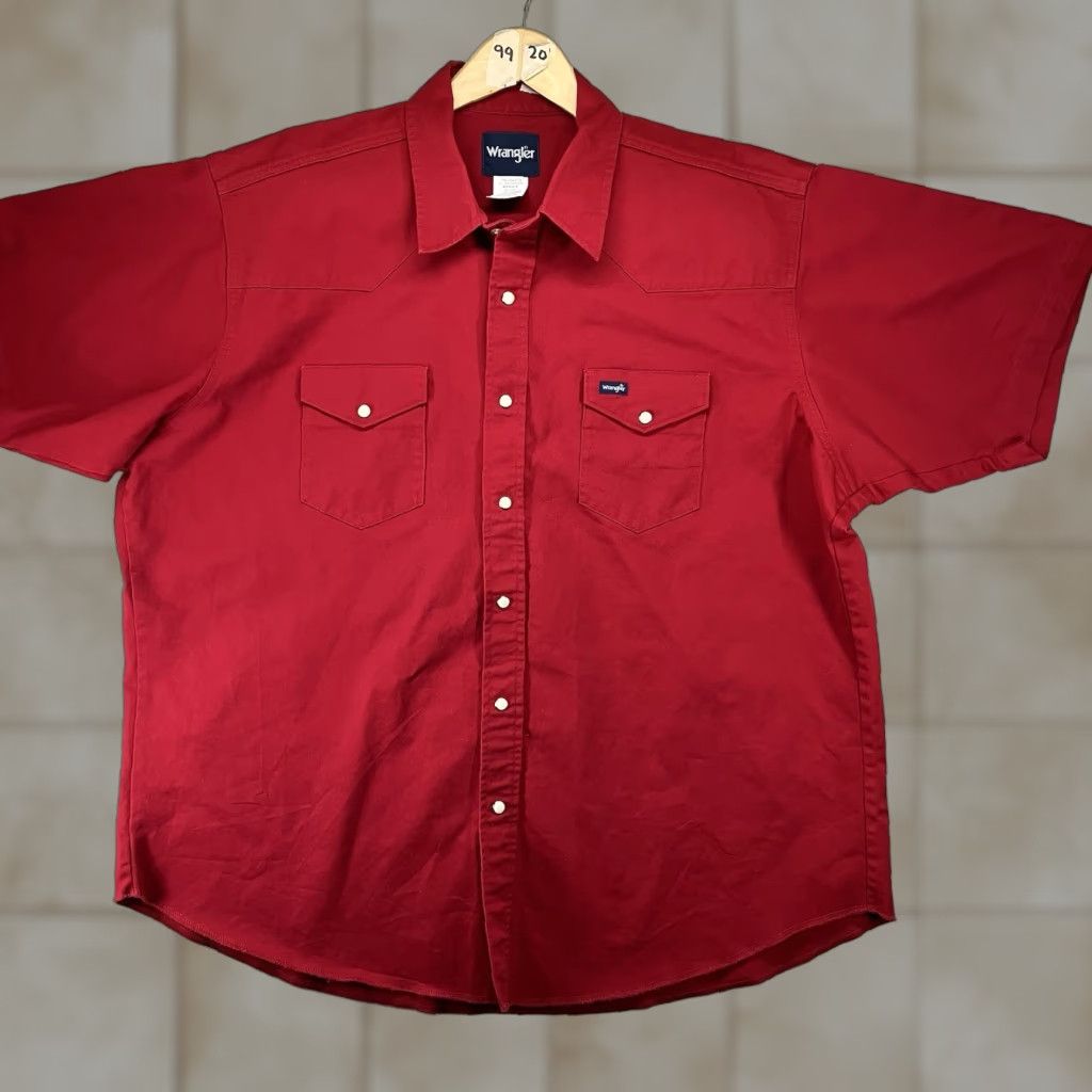 Wrangler VINTAGE Wrangler Pearl Snap Denim Shirt Big & Tall 2XL Red Mens Western Rockabilly 90s Size US XXL / EU 58 / 5 - 1 Thumbnail
