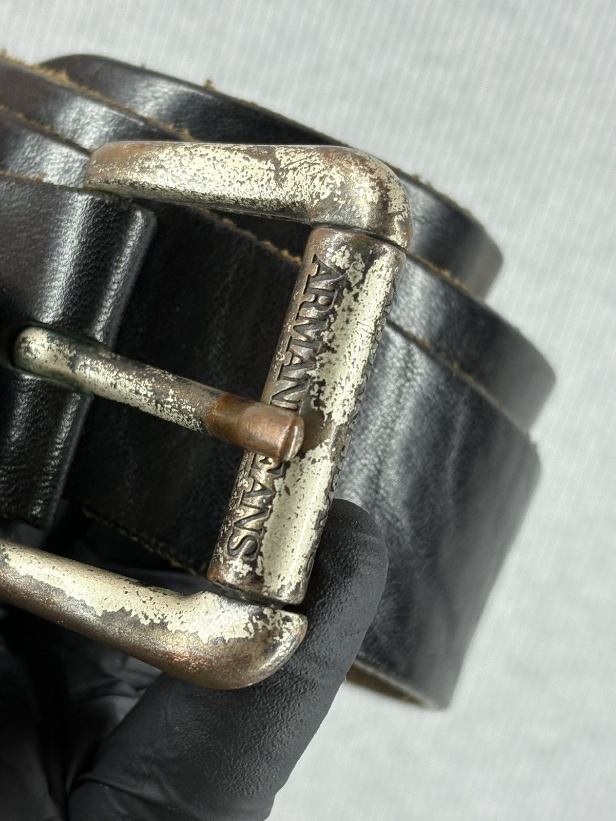 Armani Armani jeans black leather belt cool buckle Size ONE SIZE - 2 Thumbnail