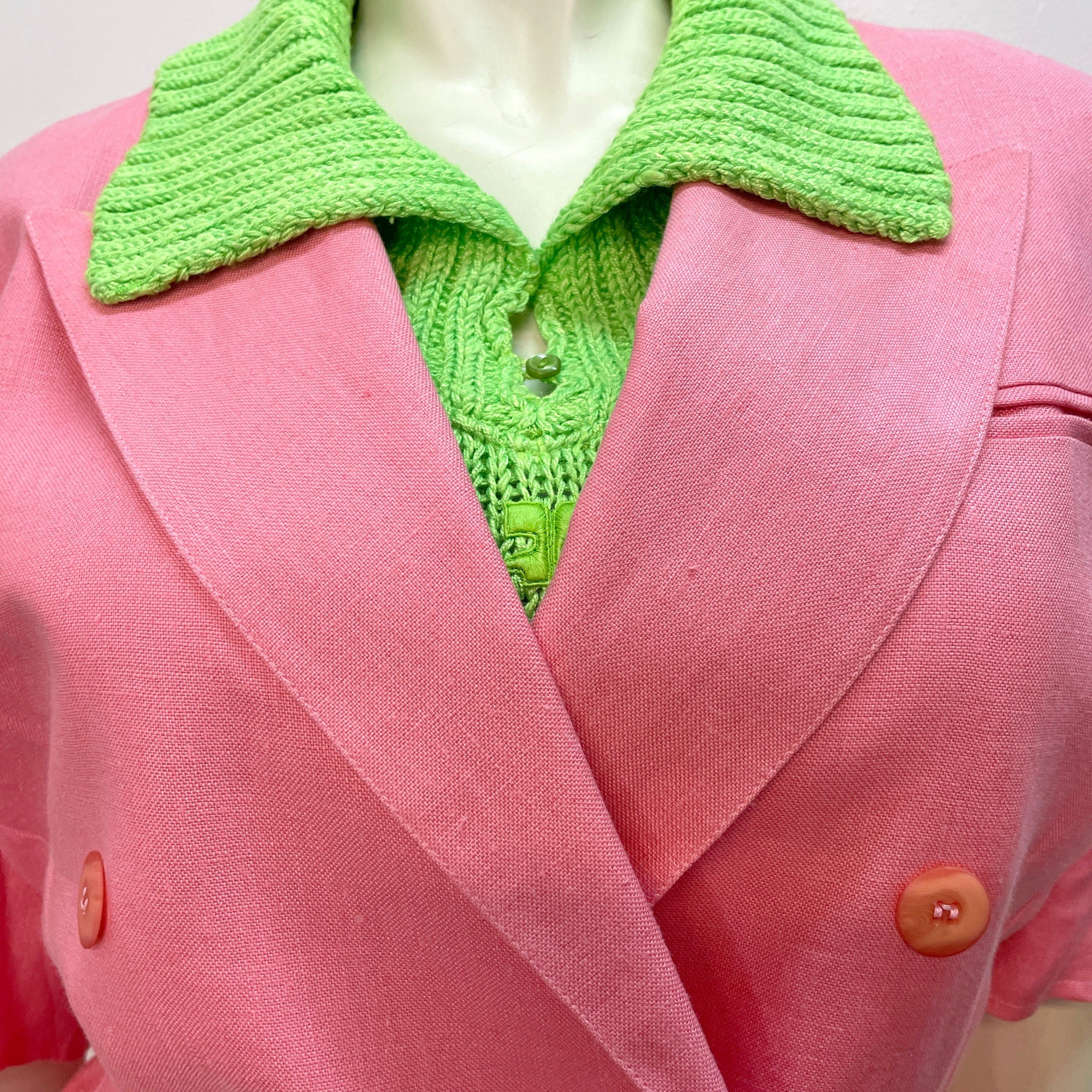 Other 80s Lolita Lempicka Vintage Designer Bubblegum Pink Linen Suit Made in France Size Small Size M / US 6-8 / IT 42-44 - 4 Thumbnail