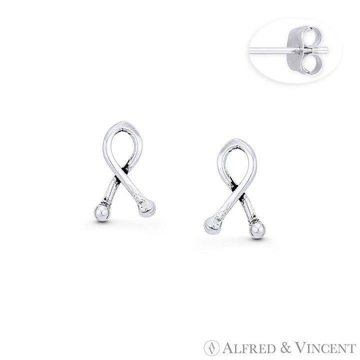 Other Cancer Awareness Ribbon Stud Earrings in 925 Sterling Silver Size ONE SIZE - 1 Preview