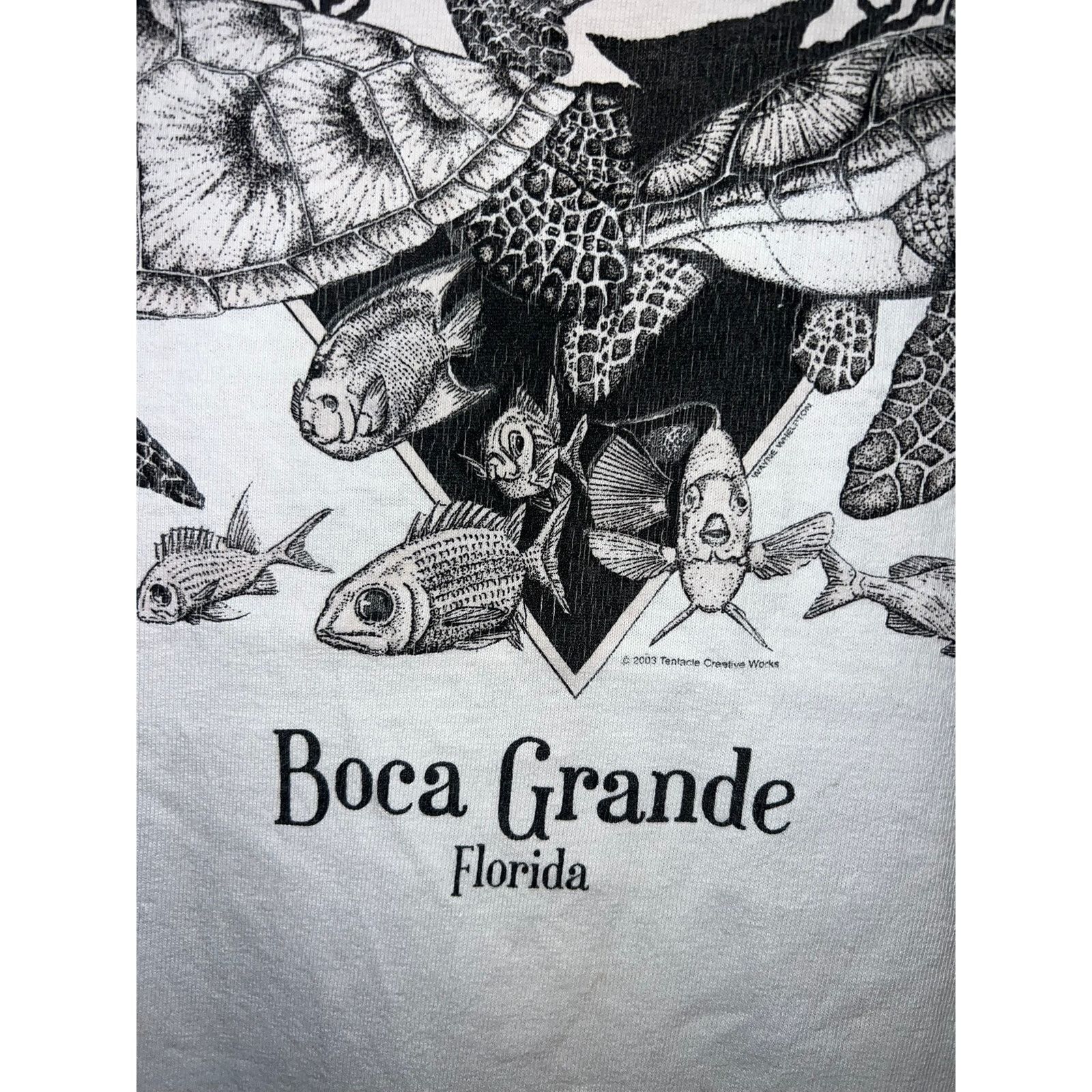 Gildan Vintage Boca Grande Shirt Florida Turtle Fish Tee 2003 Large Size US L / EU 52-54 / 3 - 6 Thumbnail