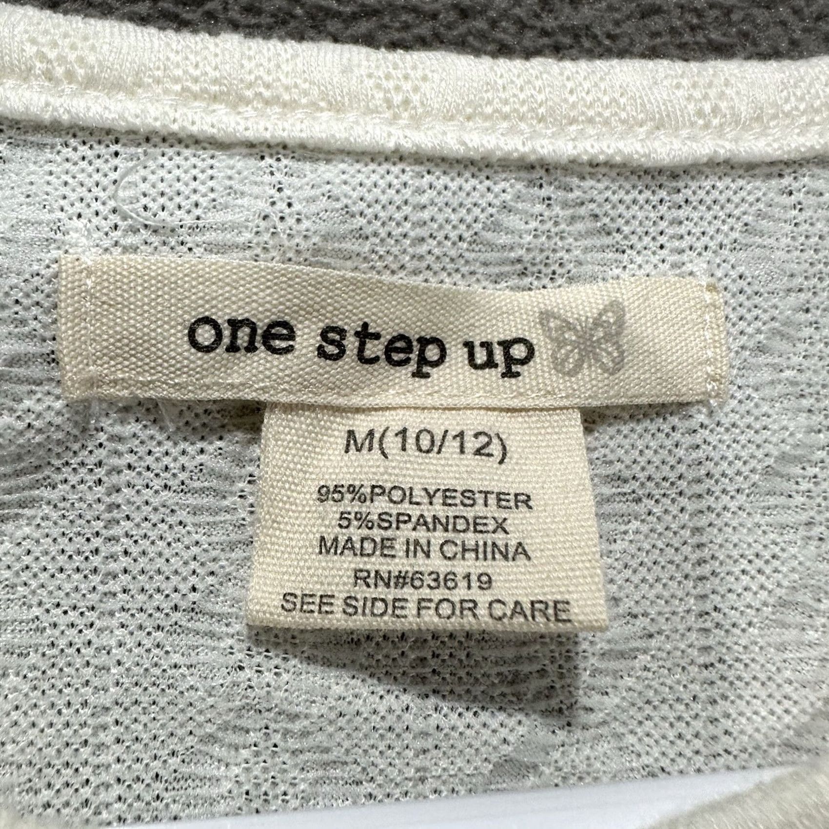 Vintage One Step Up Top Shirt Womens M Off-White Ivory Ruffle Sleeve Stretch Patterned NWT Size M / US 6-8 / IT 42-44 - 6 Thumbnail