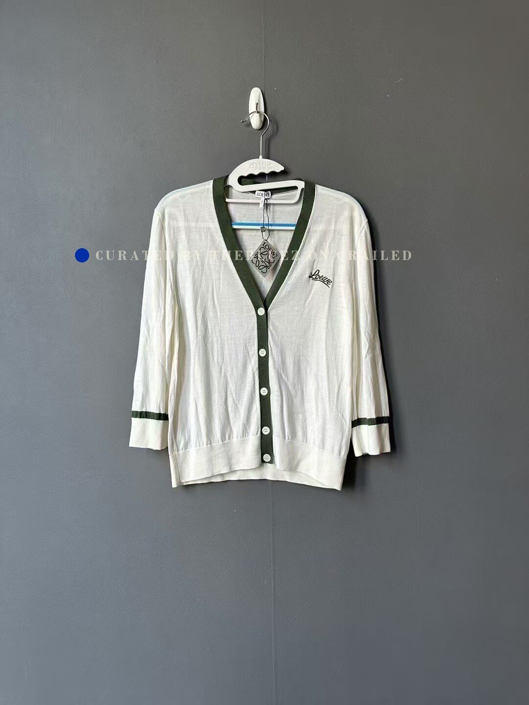 Loewe Loewe White Green Thin Cardigan Size L / US 10 / IT 46 - 1 Thumbnail