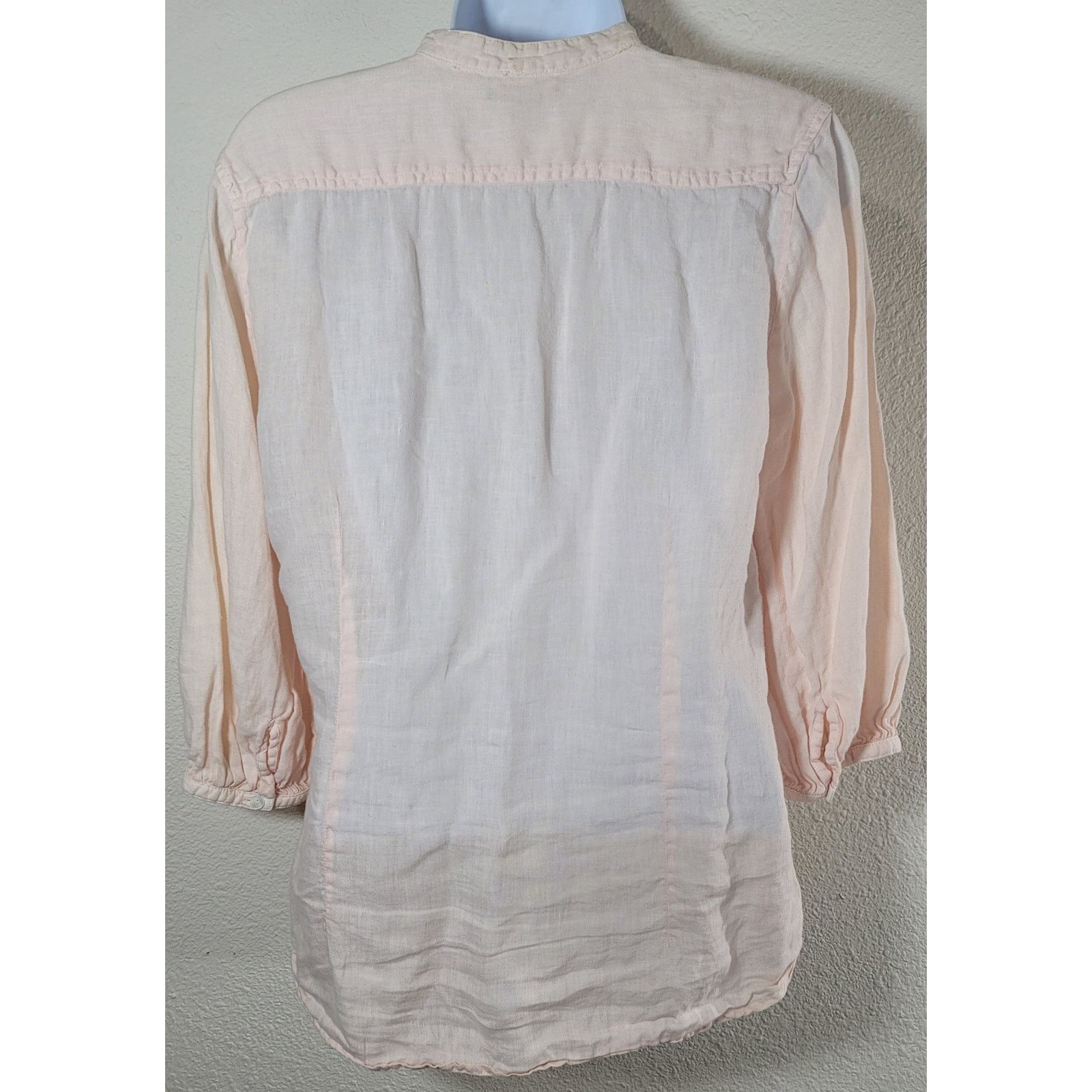 Lucky Brand Lucky Brand Peach Pink Tuxedo Pleated Button Up Top Medium Size M / US 6-8 / IT 42-44 - 3 Thumbnail