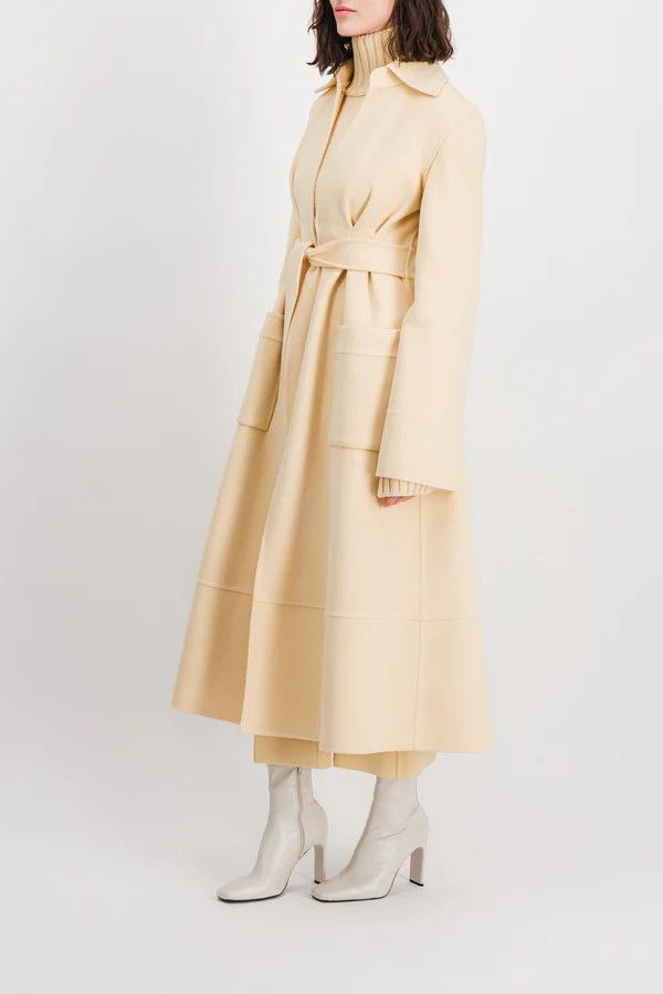 Jil Sander o1y0925 Belted Coat in Pastel Yellow Size XS / US 0-2 / IT 36-38 - 2 Thumbnail
