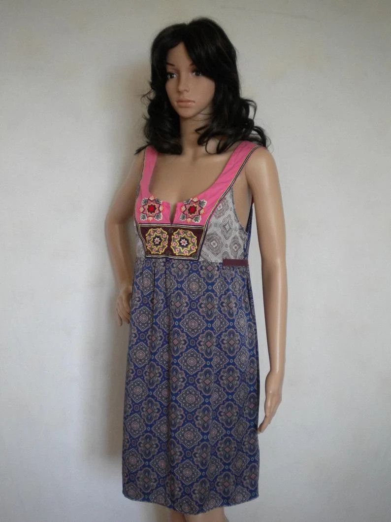 Odd Molly Vintage silk sundress sleeveless summer babydoll mini dress Size M / US 6-8 / IT 42-44 - 6 Thumbnail