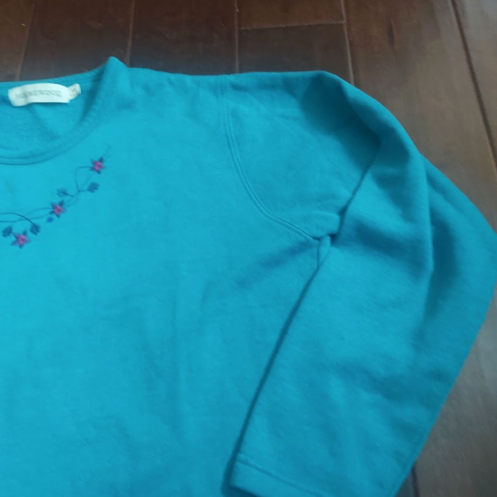 Vintage Holmewood Women's Turquoise Blue Plant Star Print Pullover Sweater Size M 14/16 Sleeve Long Crew Neck Stars Pullover Women M & M Size M / US 6-8 / IT 42-44 - 6 Thumbnail