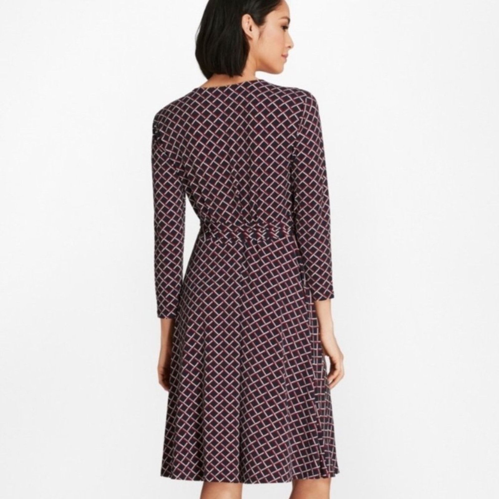 Brooks Brothers Brooks Brothers Red Fleece Navy Diamond Wrap Front Dress Size S / US 4 / IT 40 - 3 Thumbnail