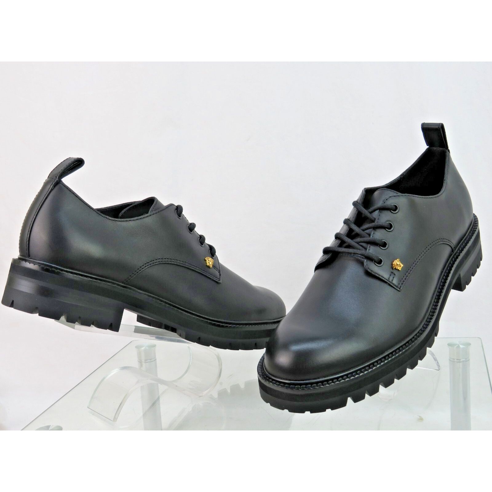 Versace VERSACE BLACK LEATHER GOLD MEDUSA LOGO LUG SOLE OXFORDS 44 Size US 11 / EU 44 - 5 Thumbnail