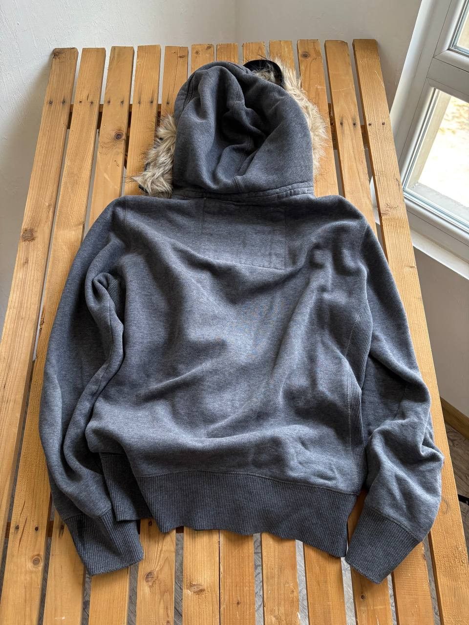 Abercrombie & Fitch 00s Superdry Y2K Fur Fuzzy Vintage Distressed Hoodie Bomber Size US M / EU 48-50 / 2 - 4 Thumbnail