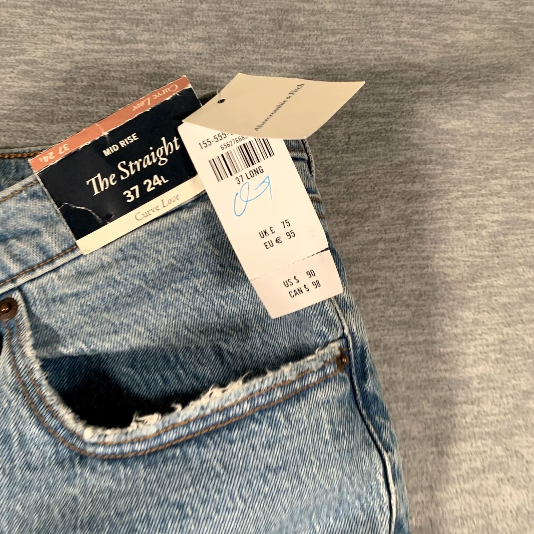 Abercrombie & Fitch Abercrombie & Fitch Jeans Womens 37 Long Blue High Rise 90s Relaxed Curve Love Size 25" / US 0 / IT 36 - 5 Thumbnail