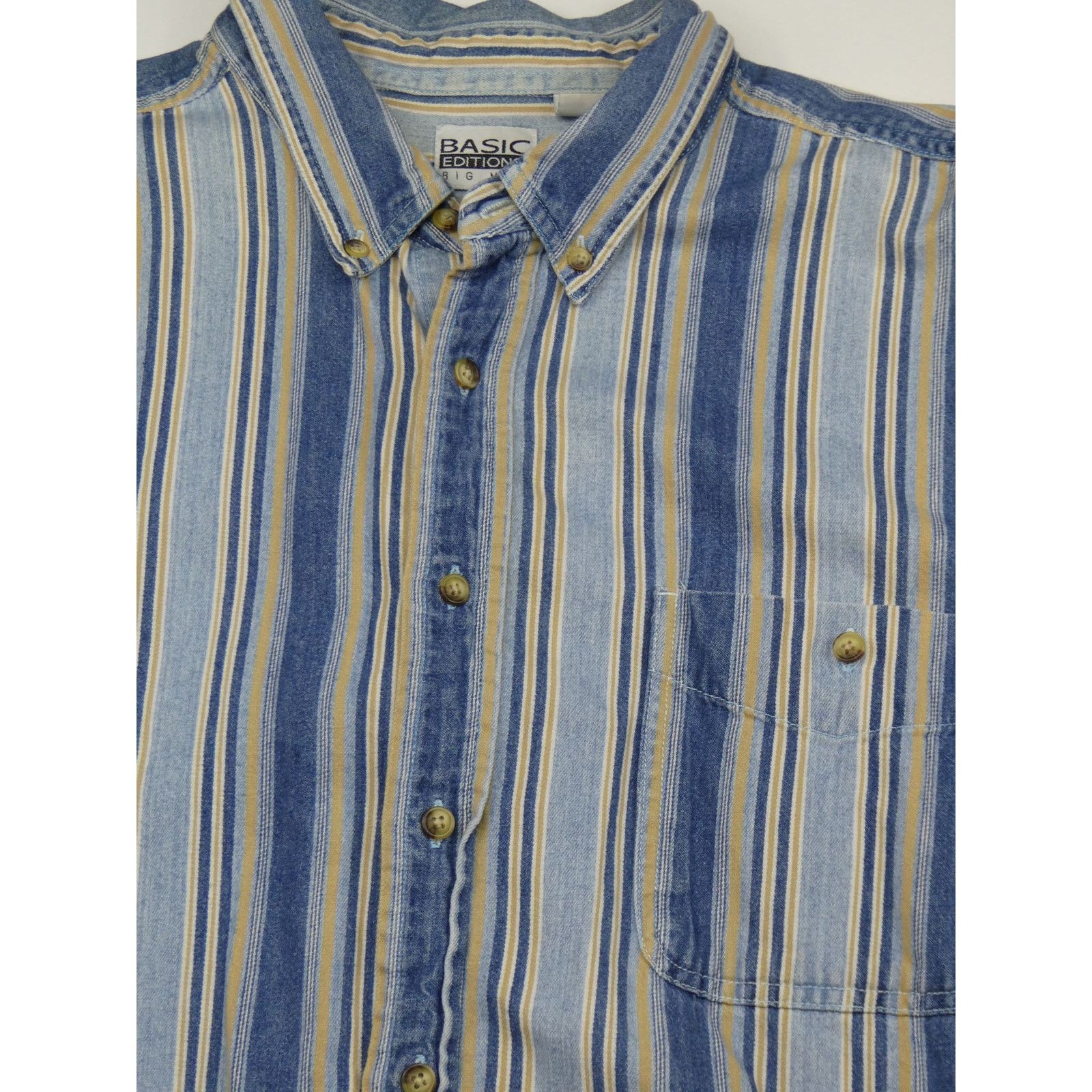 Basic Editions vintage 1990s Basic Editions Big Man denim striped shirt, 2X Size US XXL / EU 58 / 5 - 2 Thumbnail